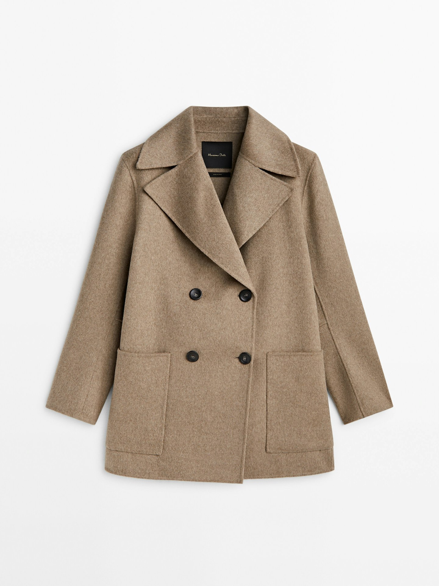 Massimo Dutti, Short Wool-Blend Coat With Pockets