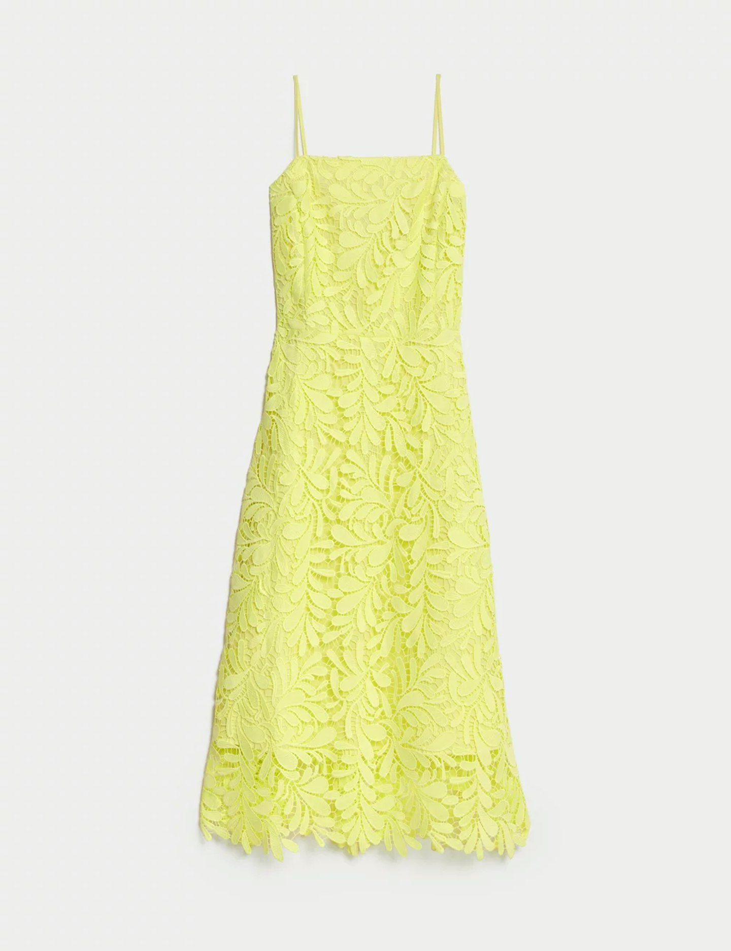 M&S, Lace Square-Neck Strappy Waisted Midi Dress