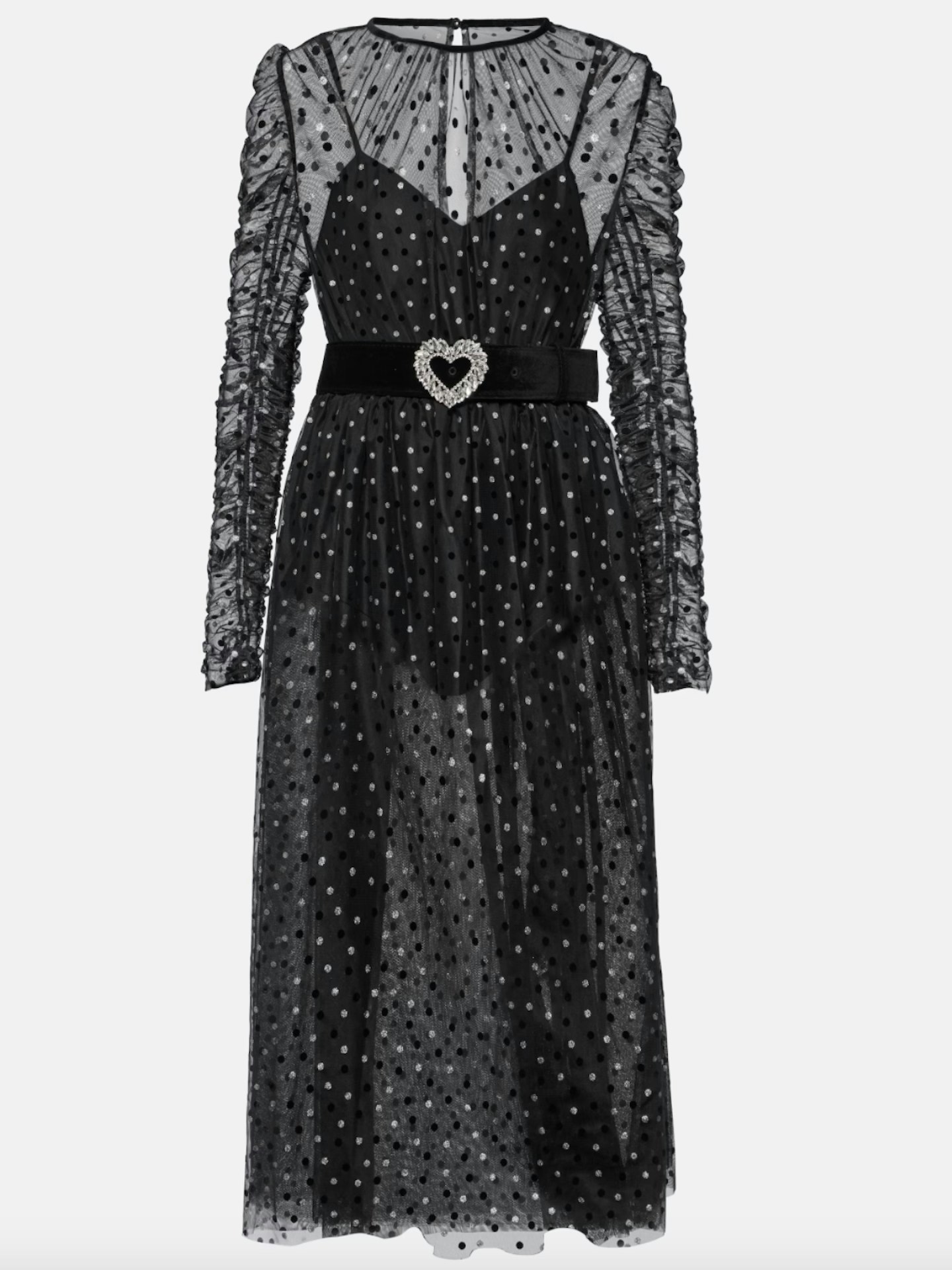 Rebecca Vallance Whitney Polka-Dot Ruched Midi Dress
