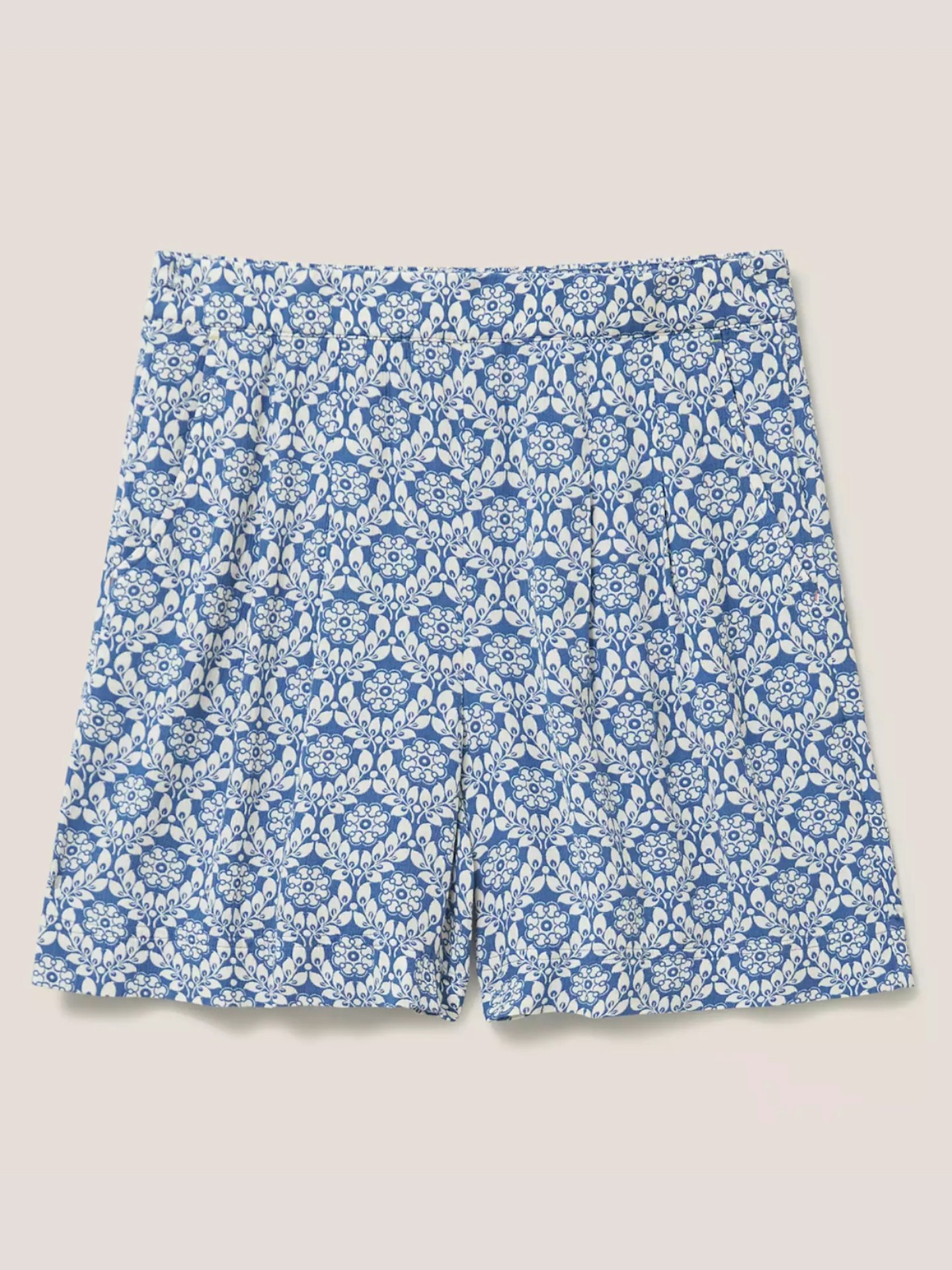 White Stuff, Matilda Crinkle Shorts, Blue/Multi