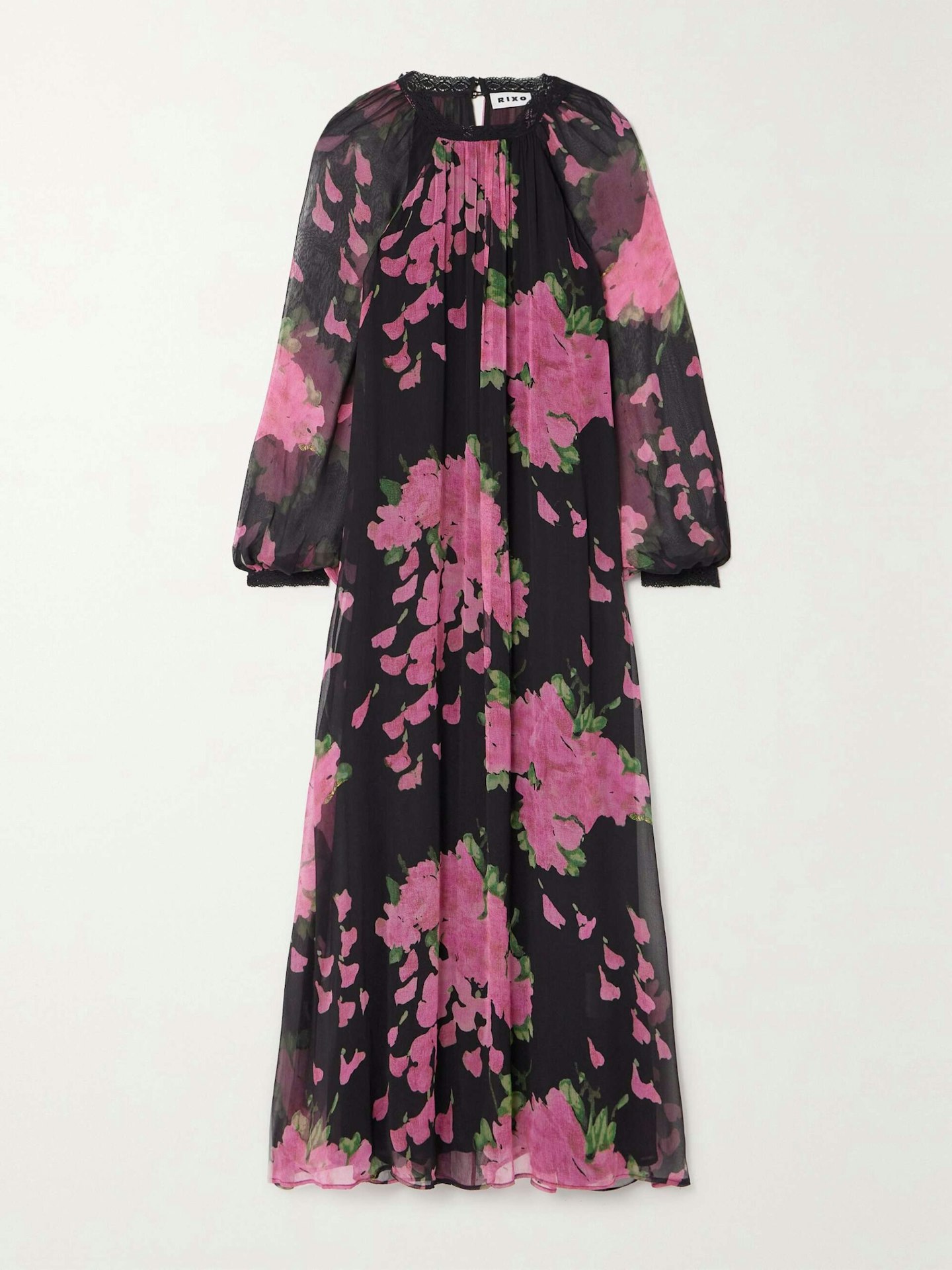 Rixo, Kahlo Lace-Trimmed Metallic Floral-Jacquard Maxi Dress