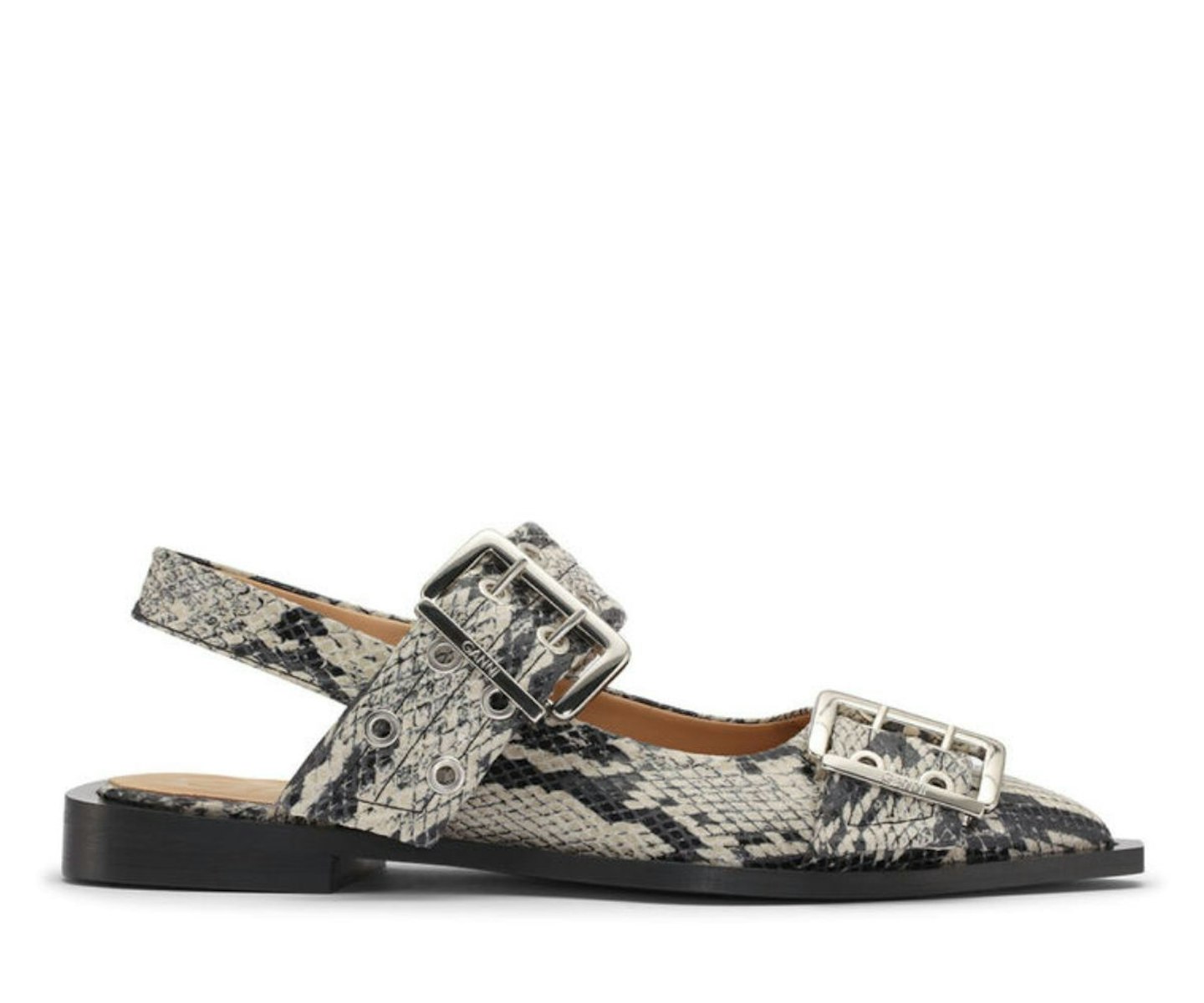 Snake Printed Feminine Buckle Ballerinas