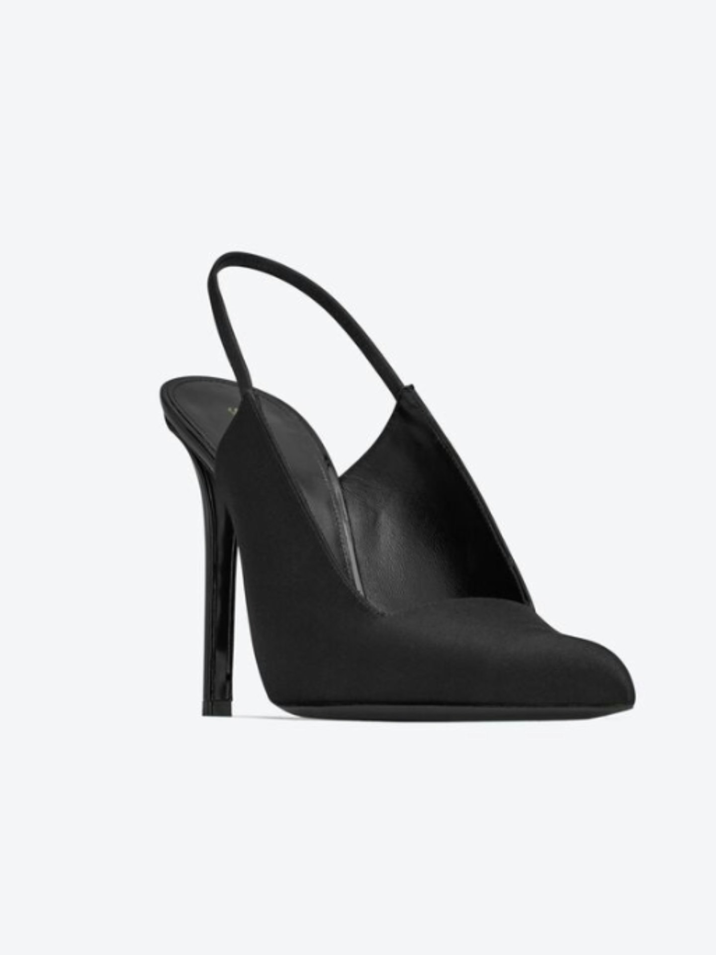 Saint Laurent Raven Satin Crêpe Slingback Pumps