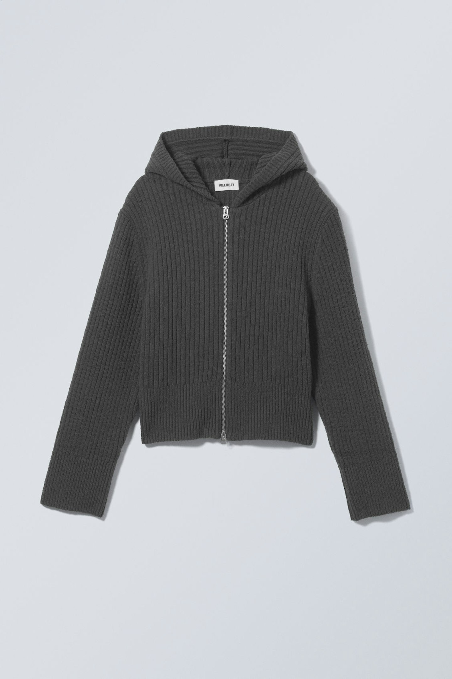 Weekday, Rib Knit Zip Hoodie