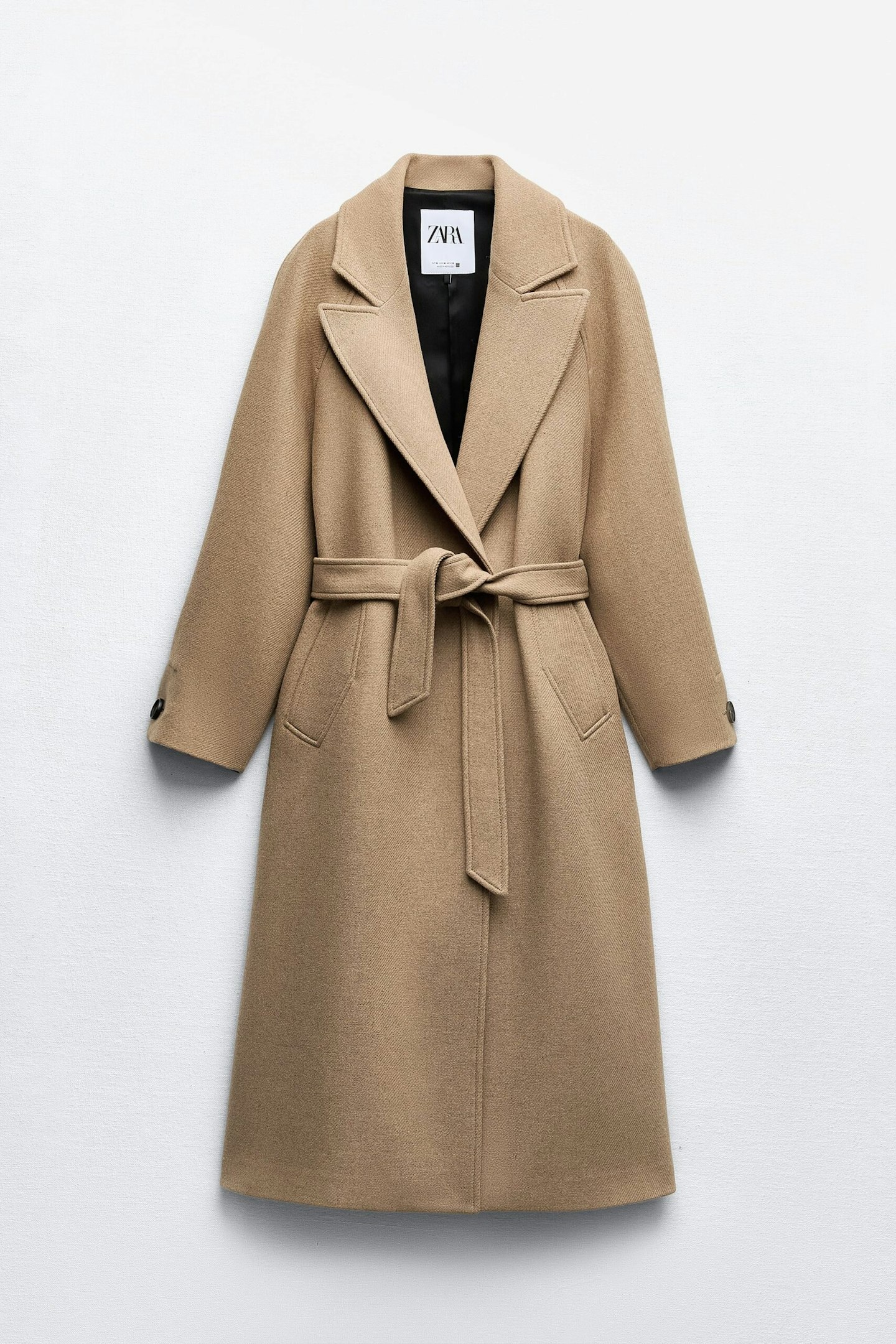 Zara, Longline Belted Wool-Blend Coat
