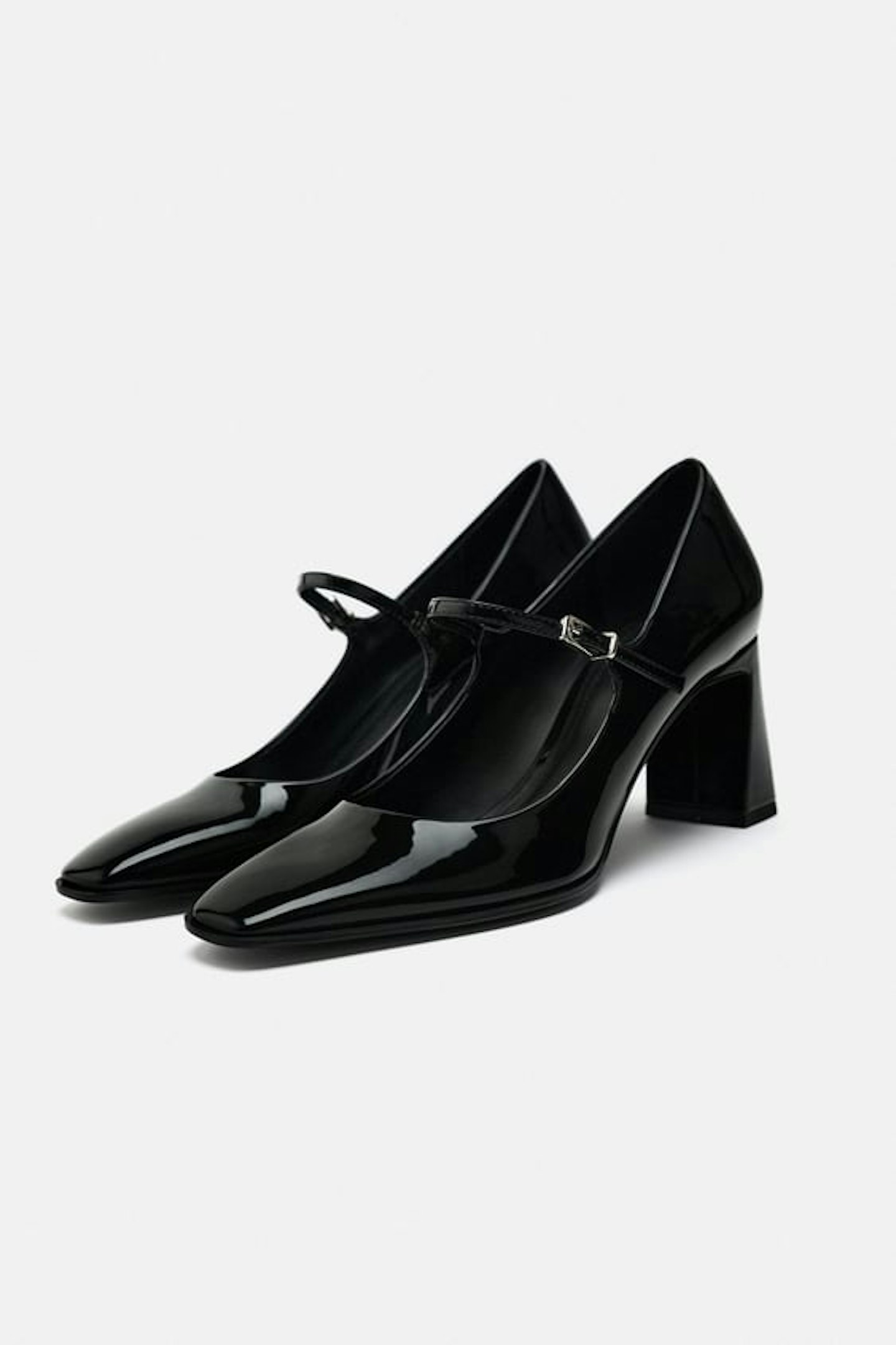 Zara, Block Heel Shoes With Ankle Strap