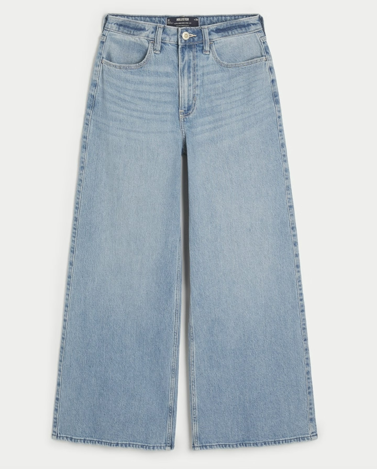 Hollister, Ultra High-Rise Medium Wash Wide-Leg Jeans