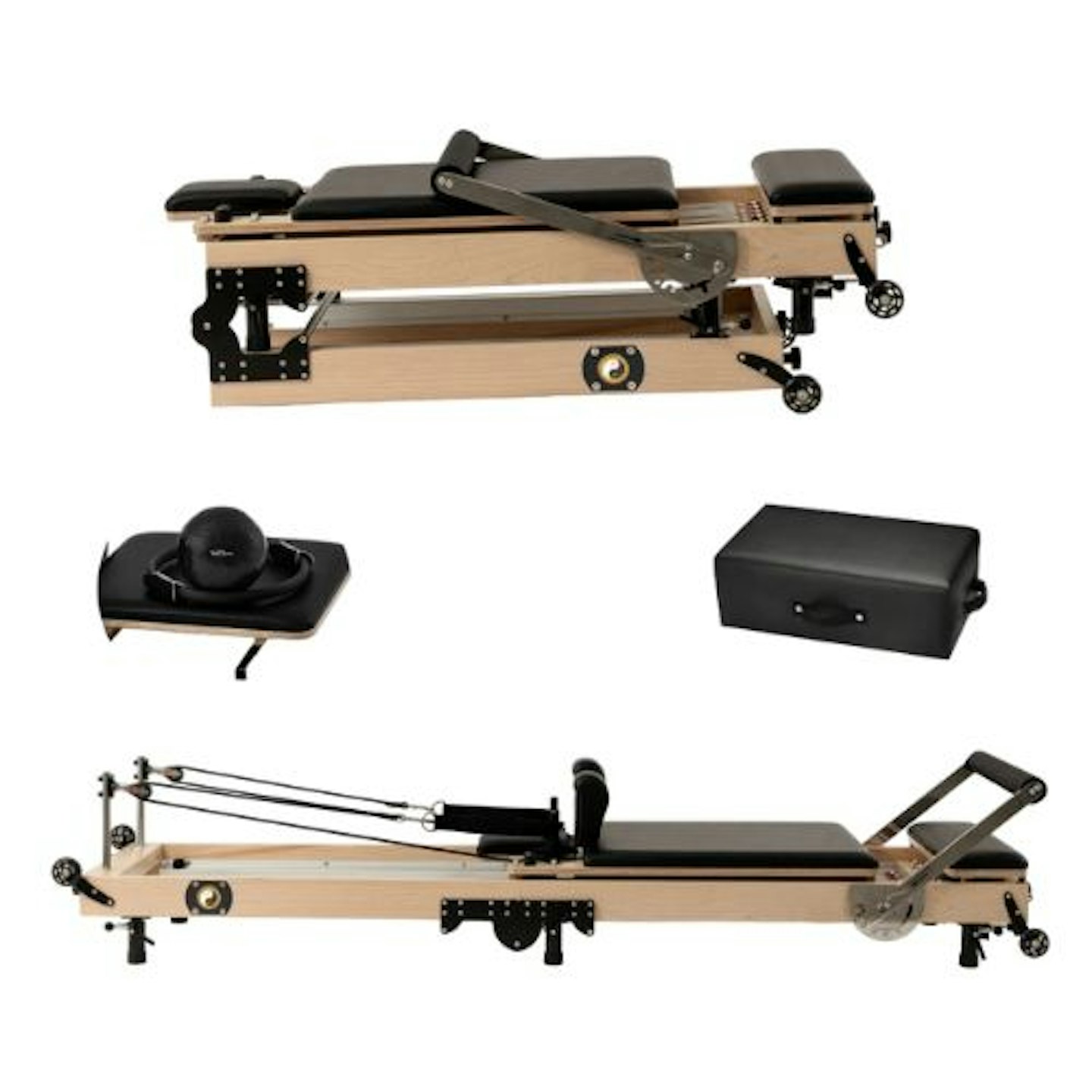 Foldable Wood Pilates Reformer Machine Bundle
