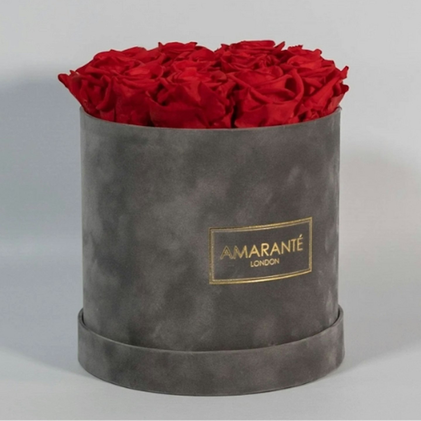 Amaranté Medium Grey Round Suede Rose Box