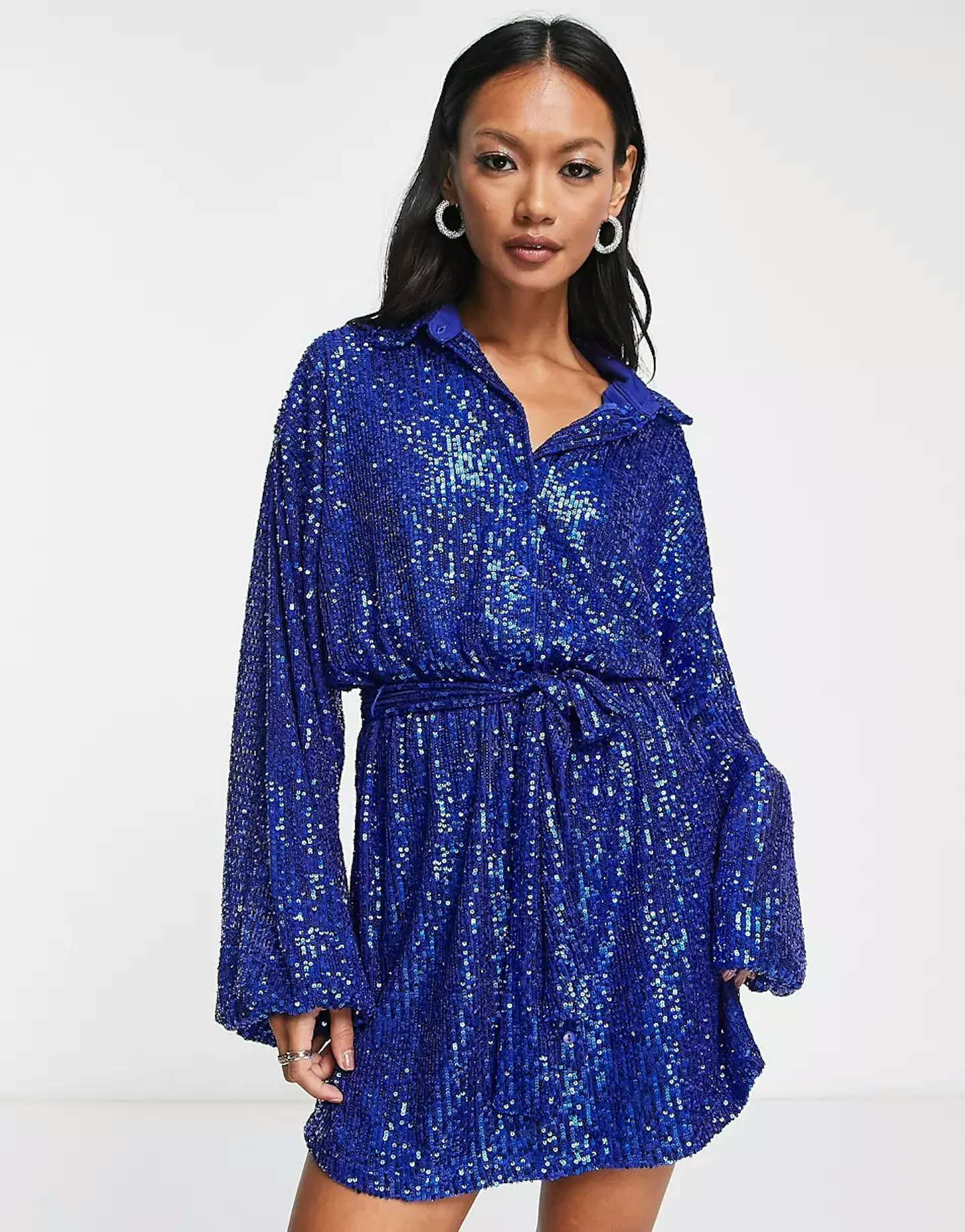 ASOS DESIGN Oversized Sequin Shirt Mini Dress