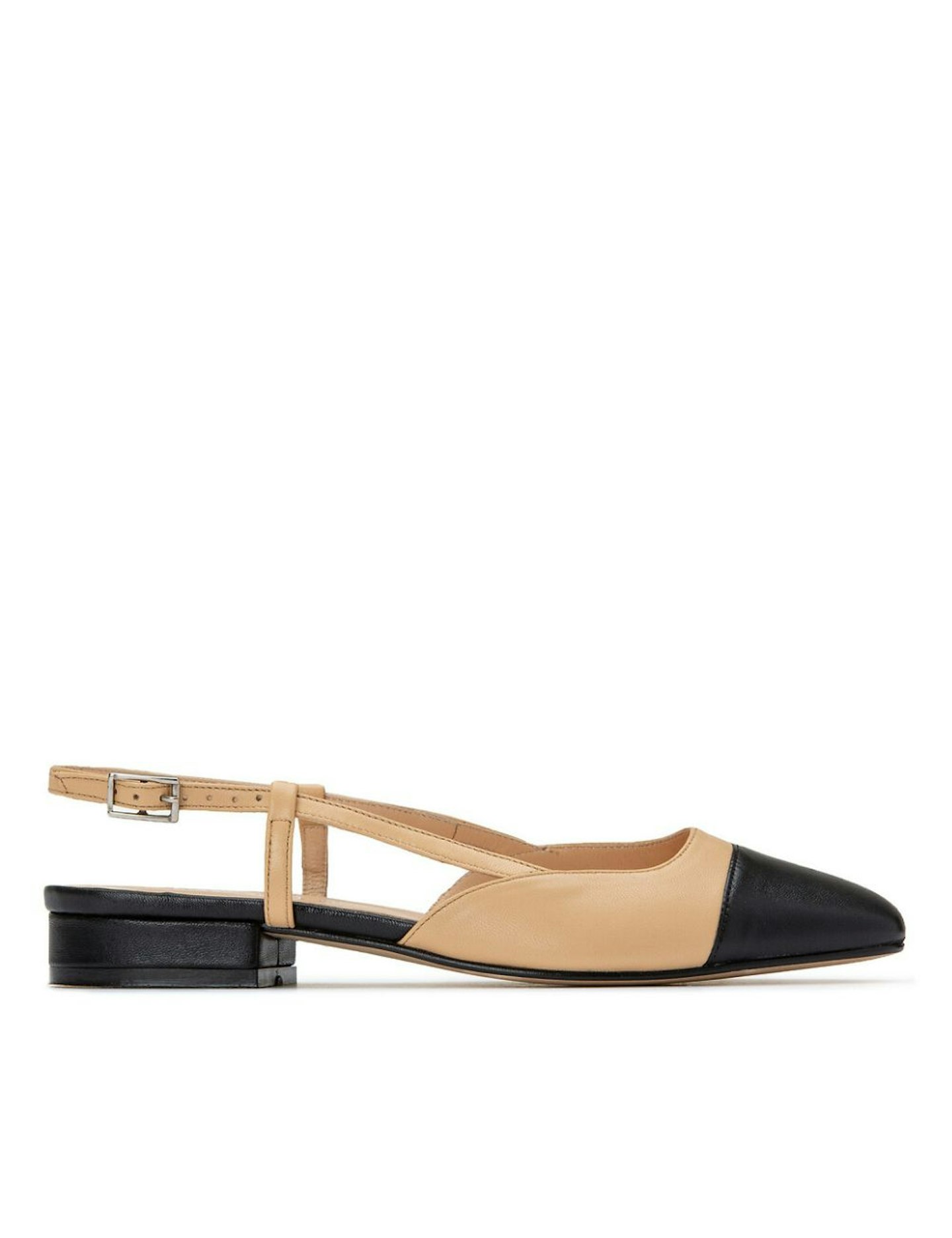 La Redoute Two-Tone Ballet Flats in Quilted Leather