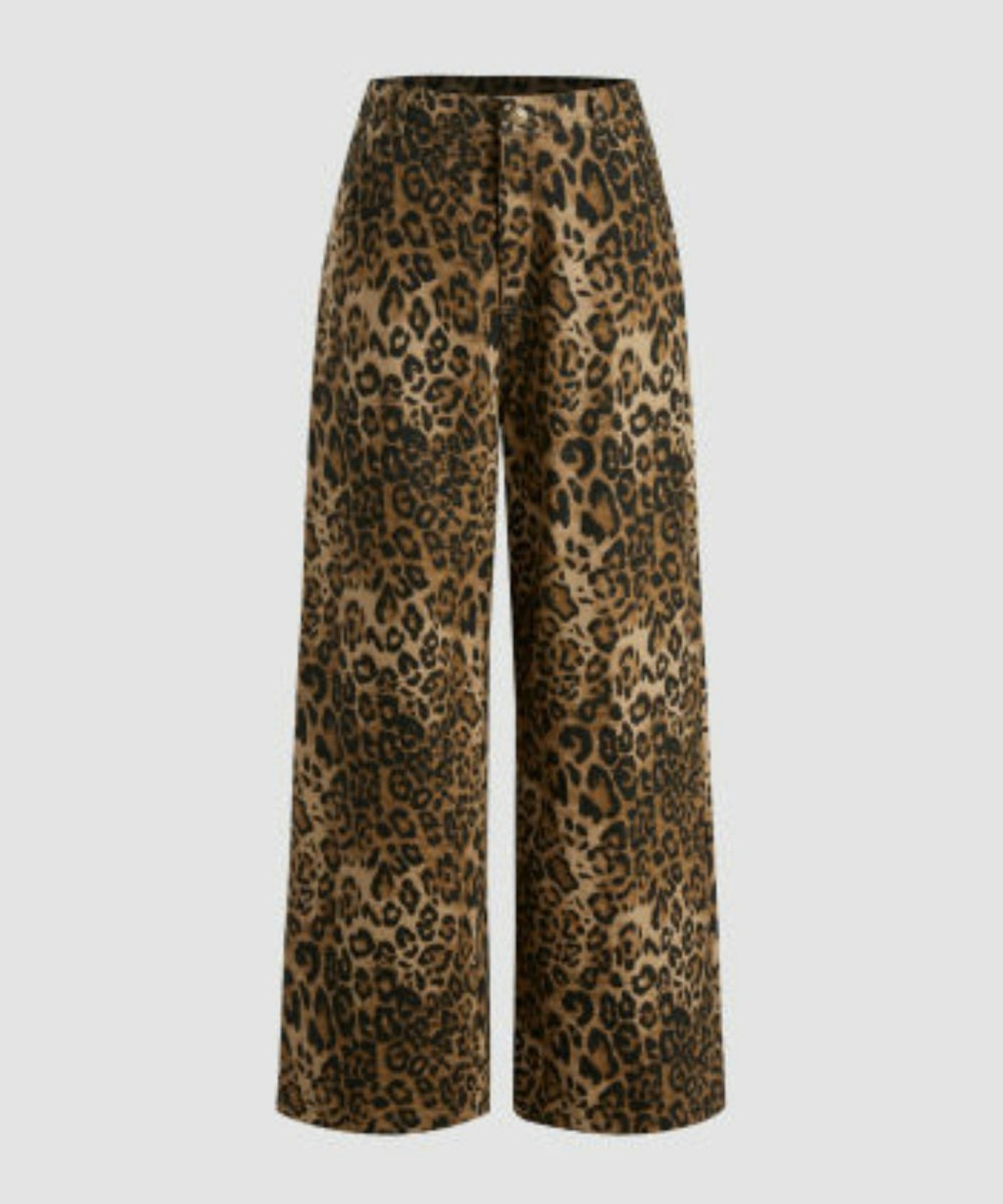 Cider, Denim Waist Leopard Wide-Leg Pants