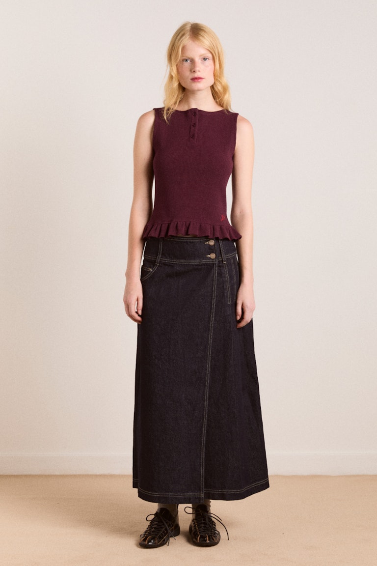 Farren and Me Denim Maxi Skirt black denim main image 1