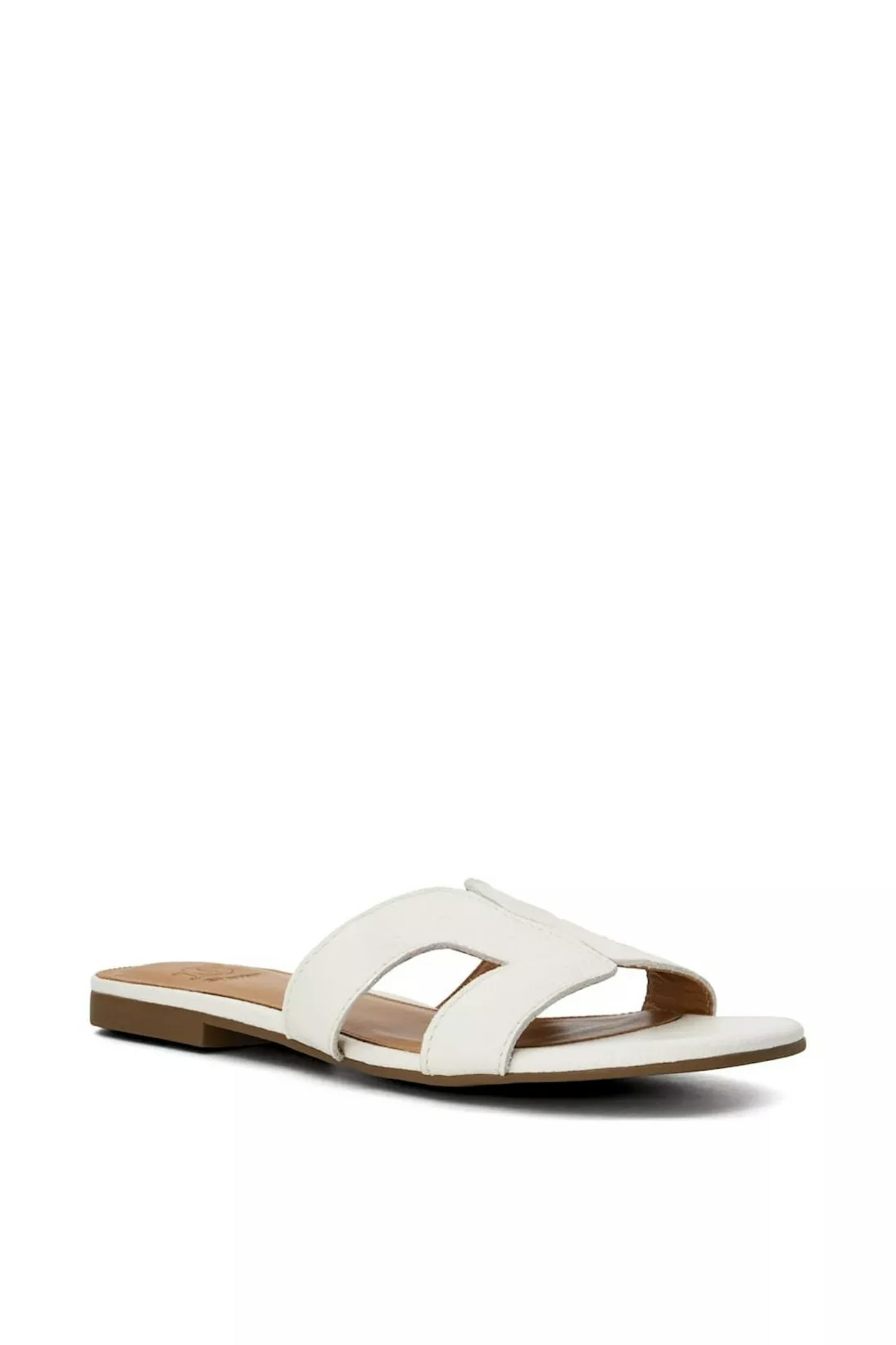 Dune, Wide-Fit Loopy Slip On Flat Sandals In White