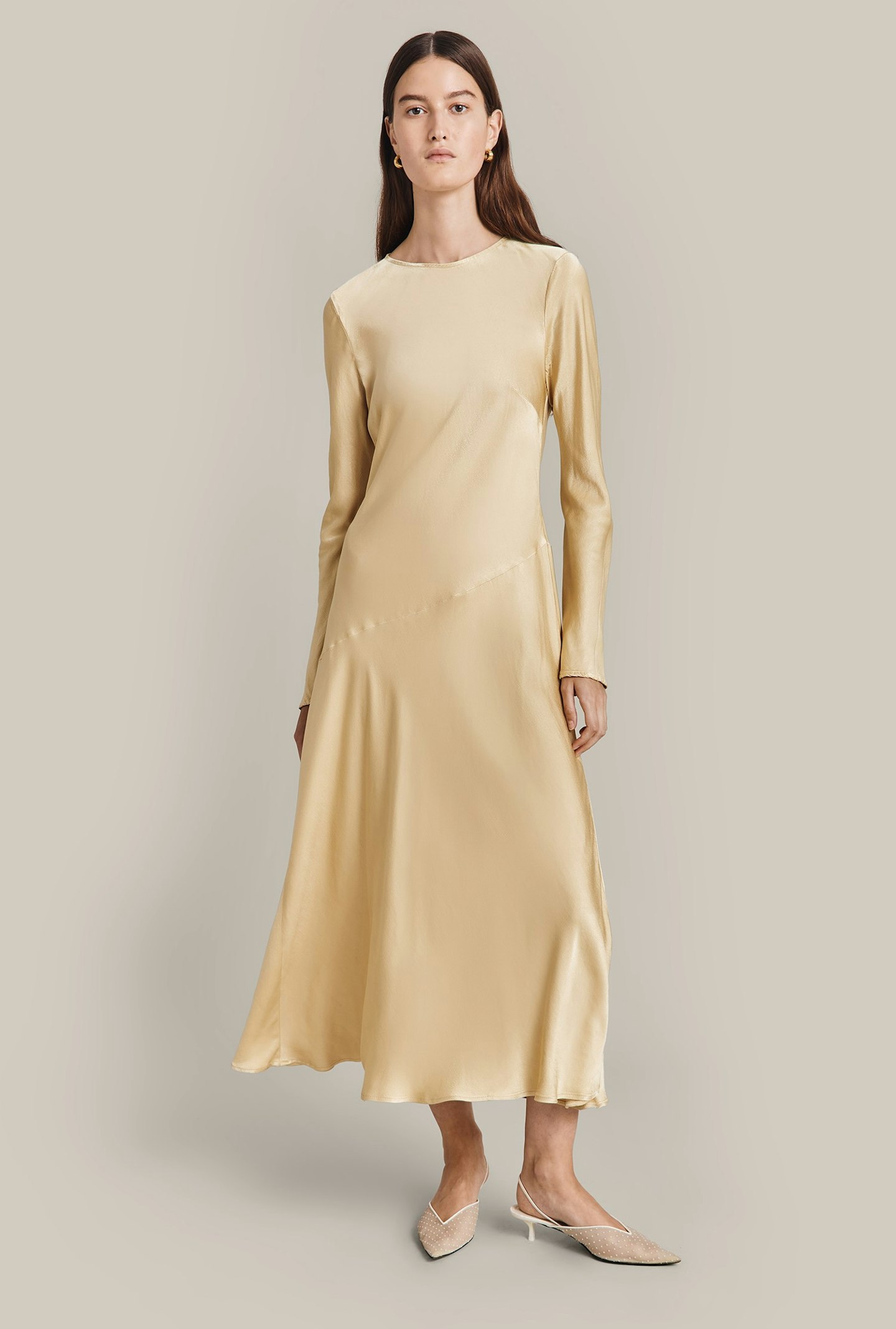 Ghost, Lois Satin Midi Dress