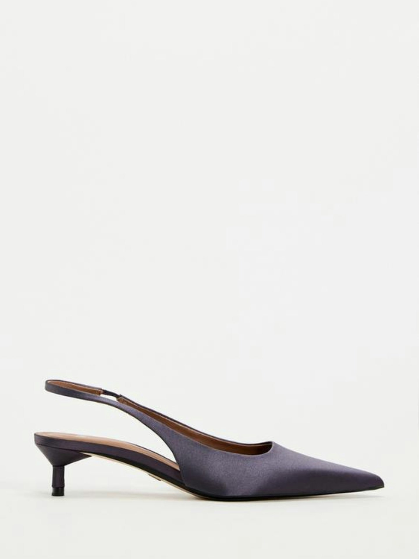 Zara Kitten Heel Fabric Slingback Shoes