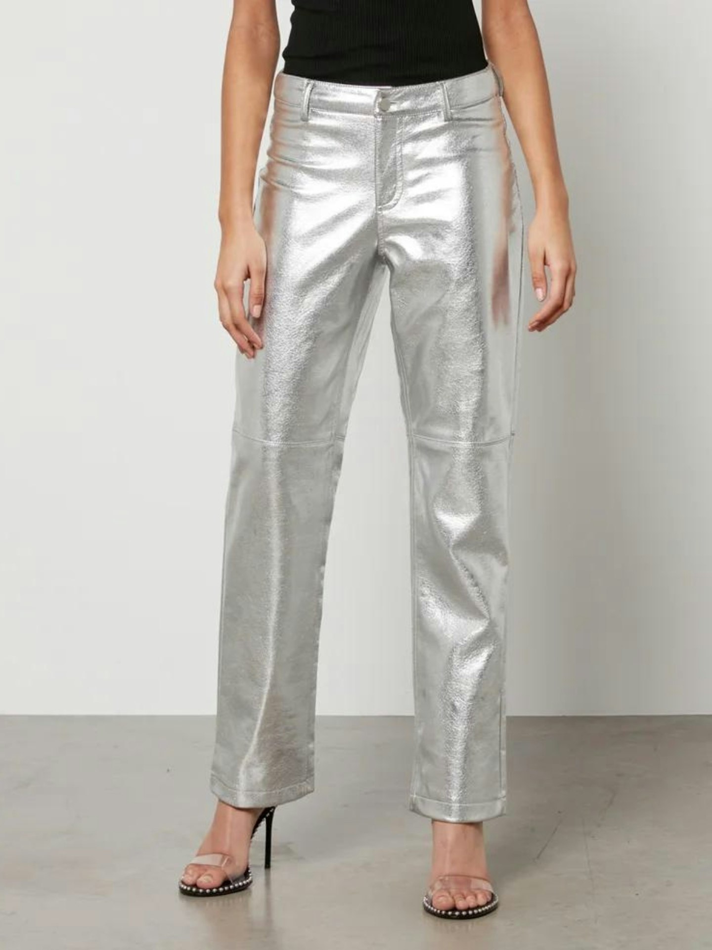 Jakke Cindy Metallic Faux Leather Straight-Leg Trousers