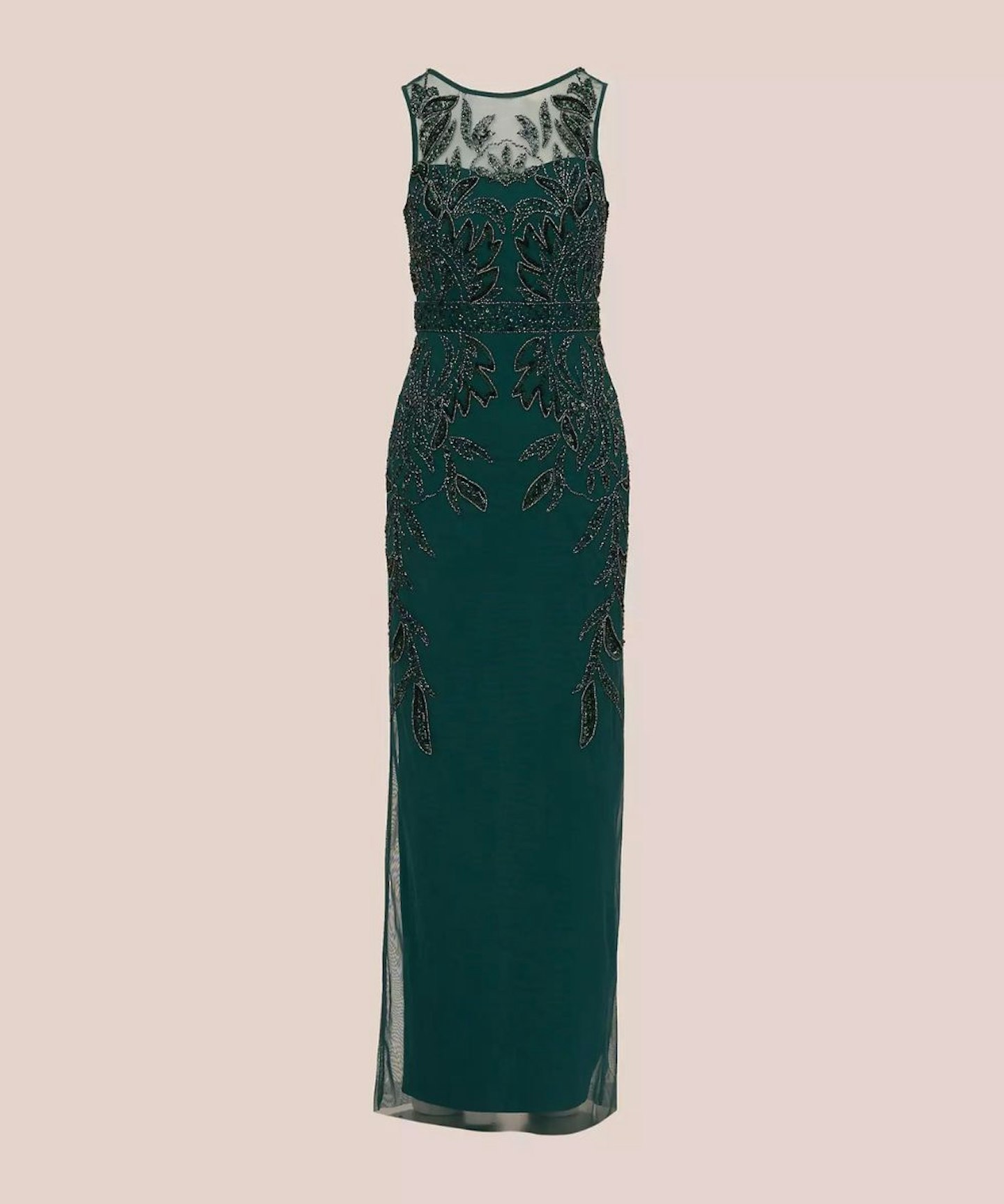 Adrianna Papell Beaded Column Dress, Gem Green