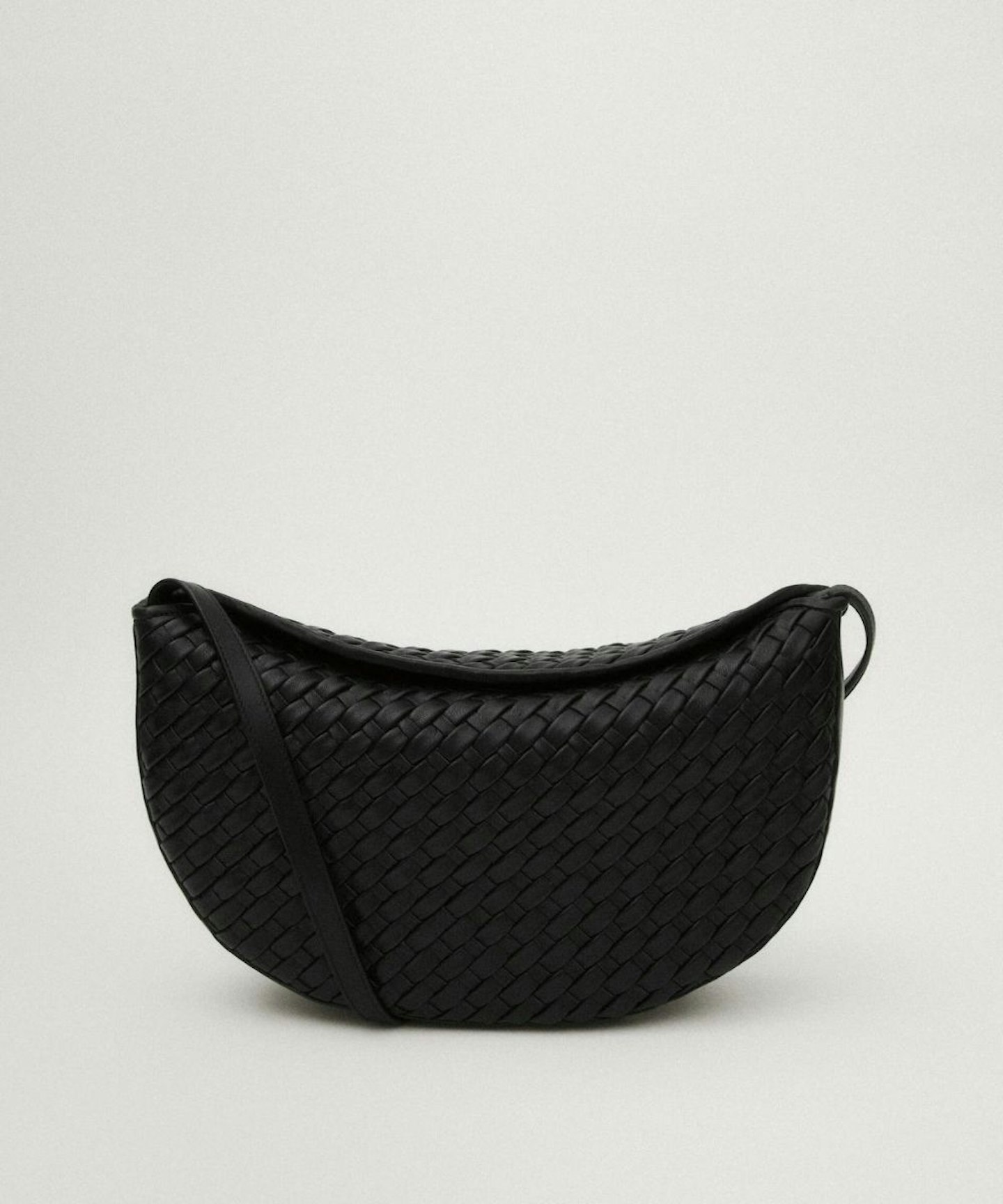 Plaited Nappa Leather Half-Moon Bag