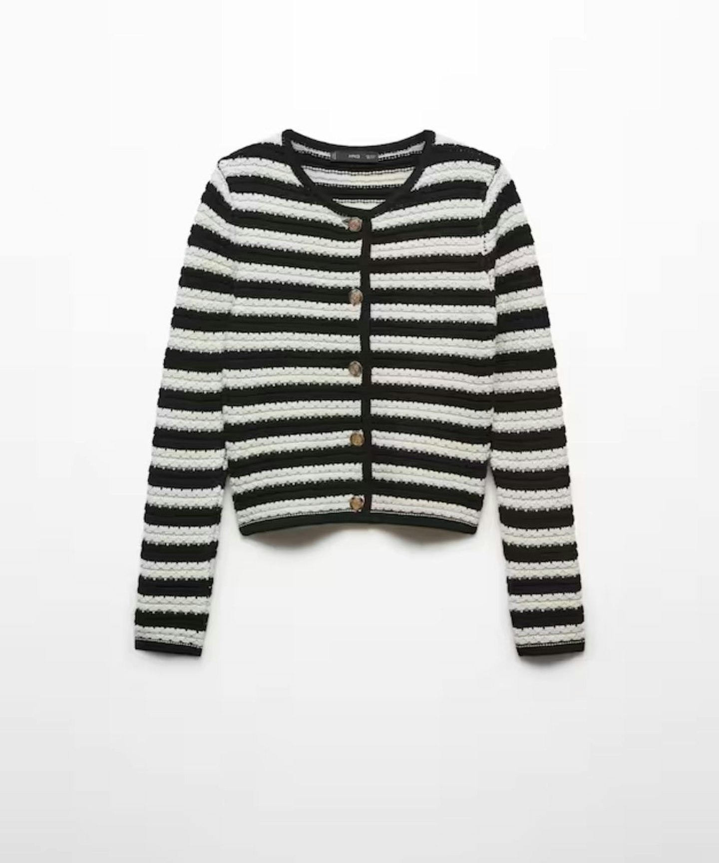 Mango Striped Cardigan with Jewel Buttons