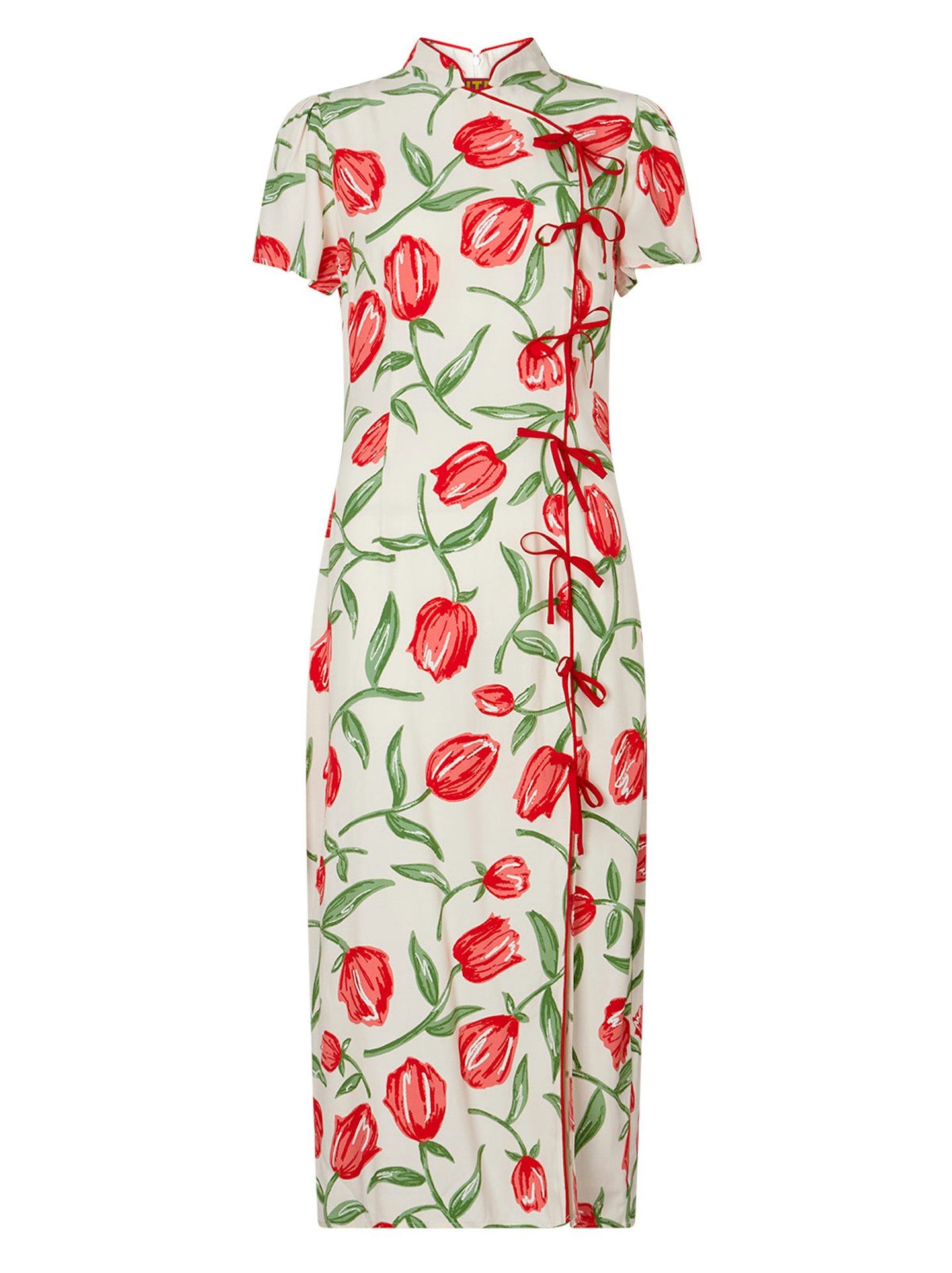 Kitri, Leia Ivory Tulip Print Midi Dress