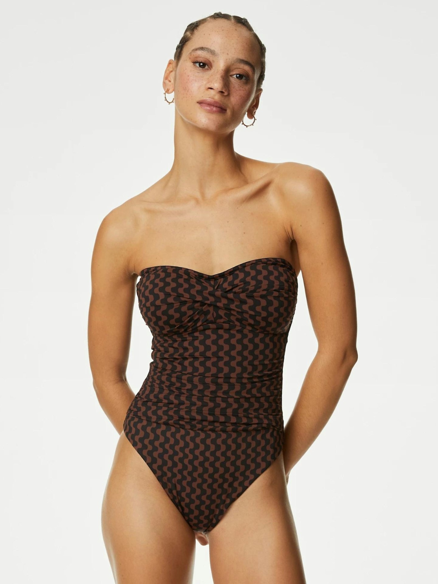 Marks and Spencer Tummy Control Striped One Shoulder Swimsuit