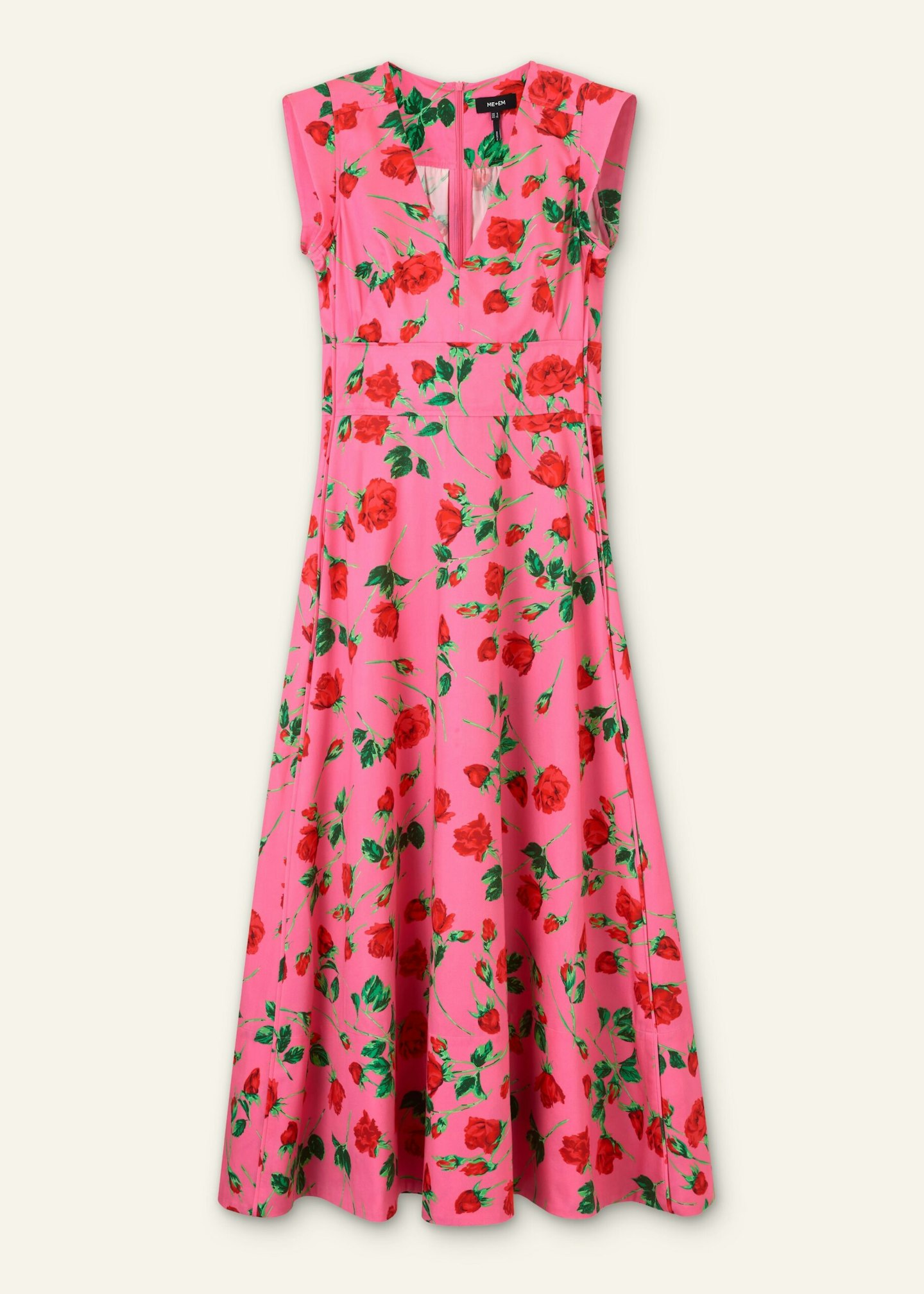 Me+Em, Cotton Sateen Rose-Print Maxi Dress