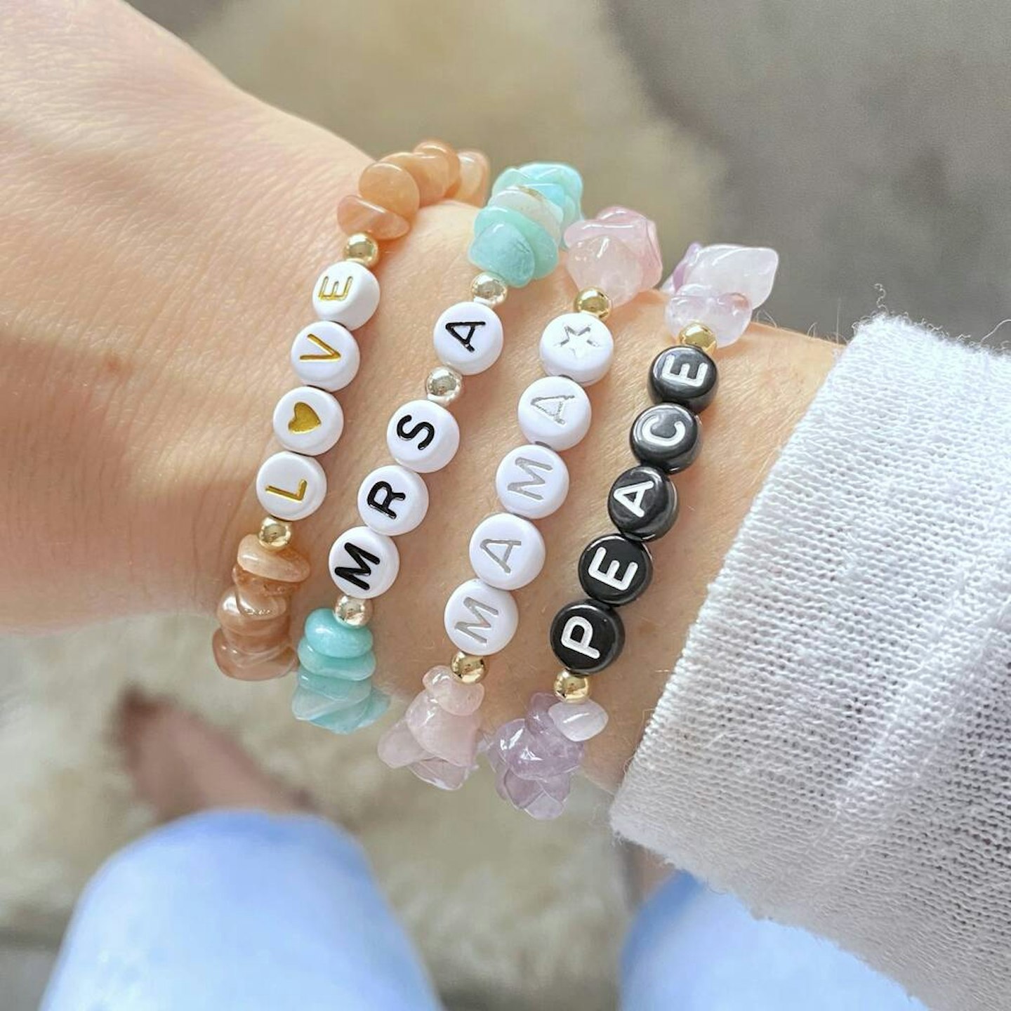 The Lovely Edit Personalised Gemstone Crystal Energy Bracelet