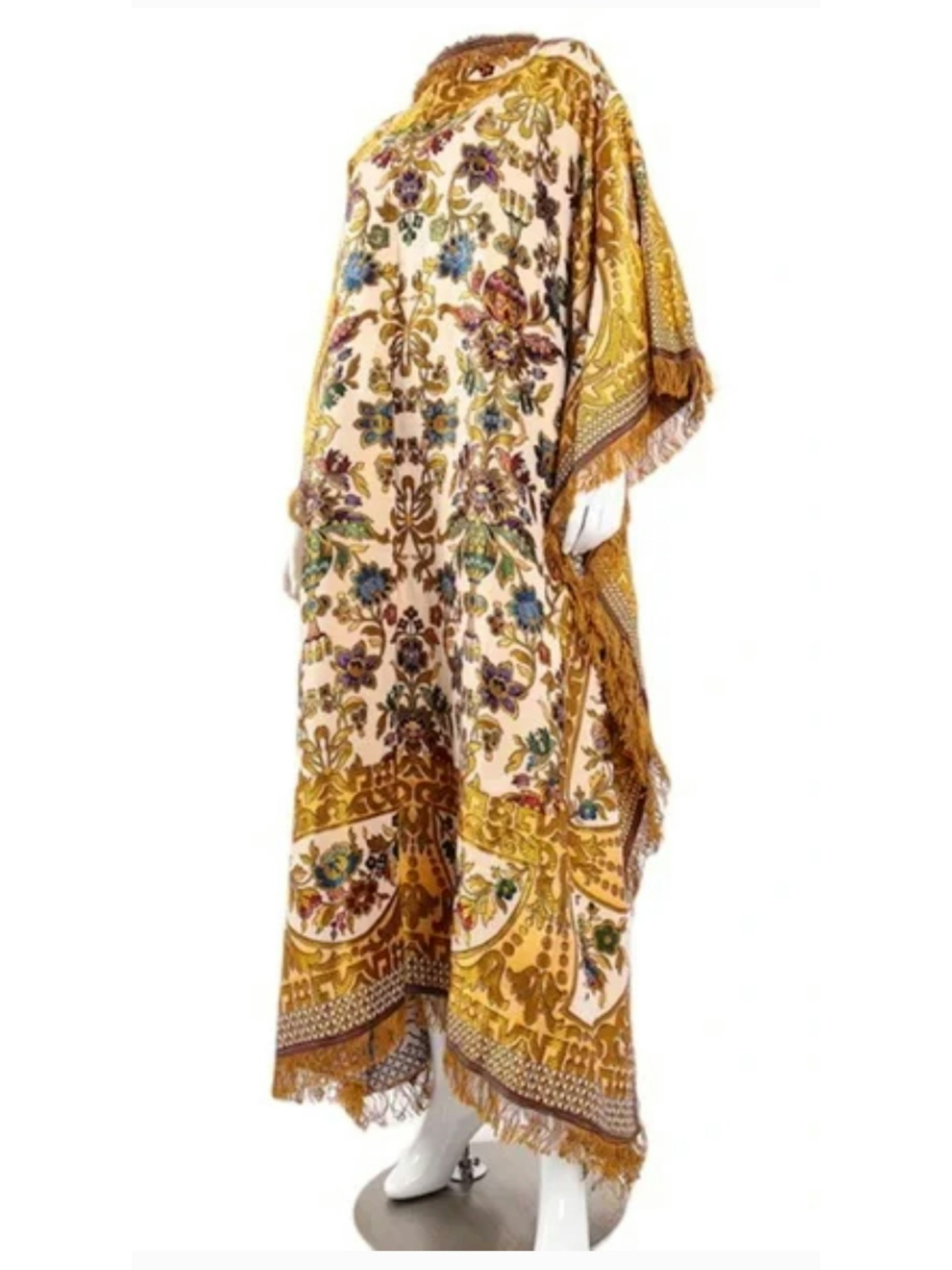 Georgie Keyloun Vintage 1970s Fringed Tapestry Kaftan