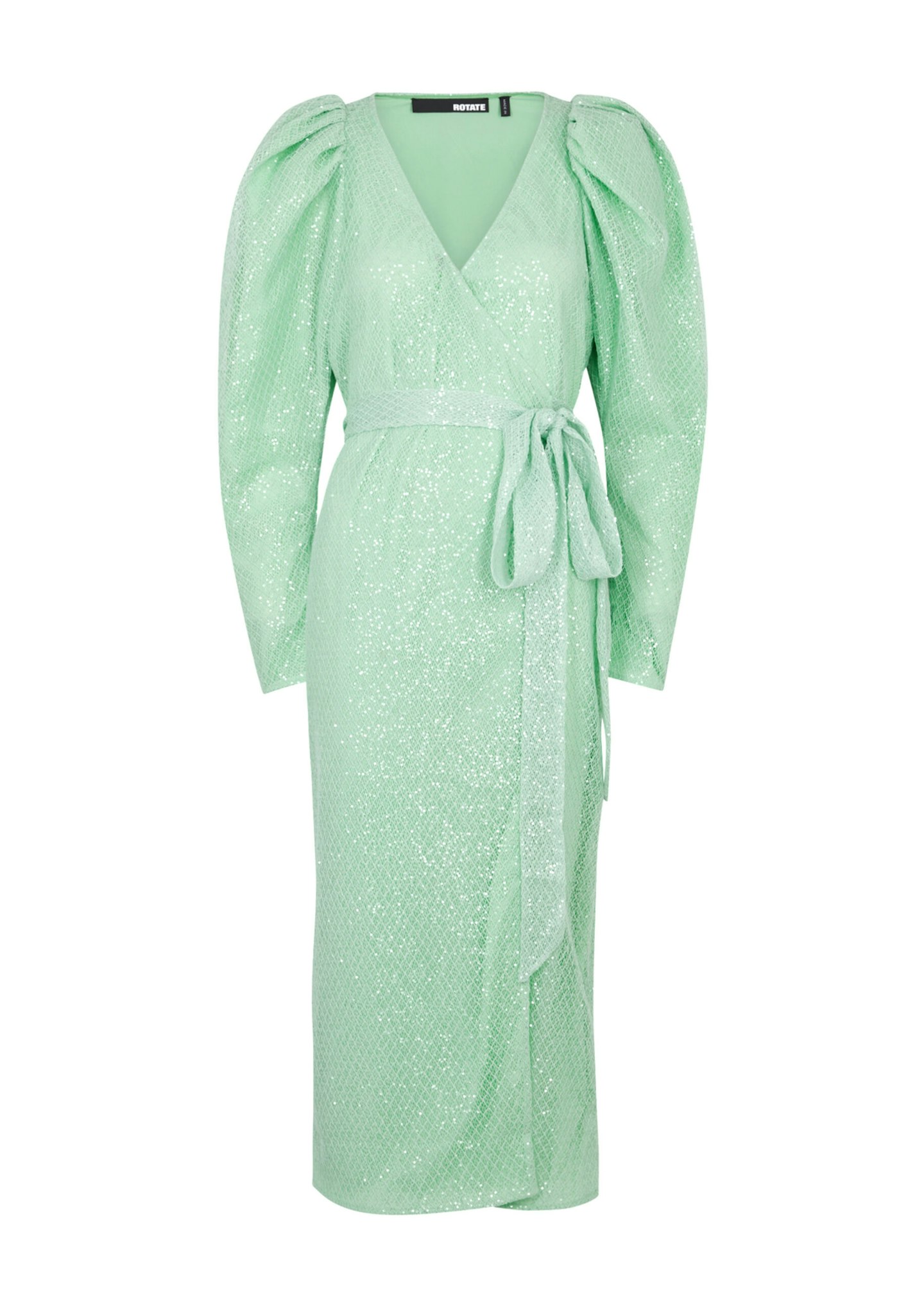 Rotate Birger Christensen, Sequin-Embellished Lace Midi Wrap Dress