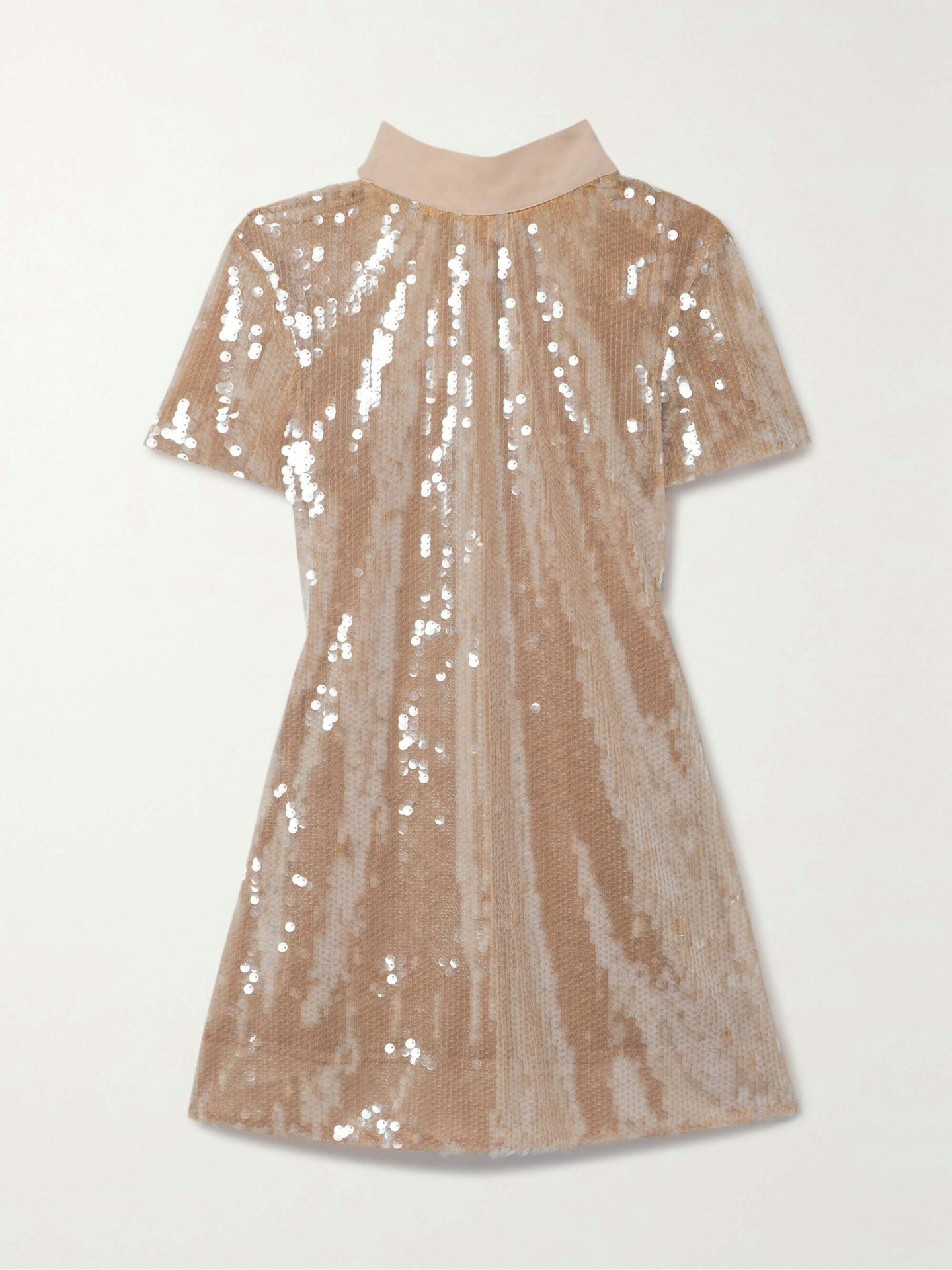 Staud Ilana Cotton-Blend Faille-Trimmed Sequinned Tulle Mini Dress