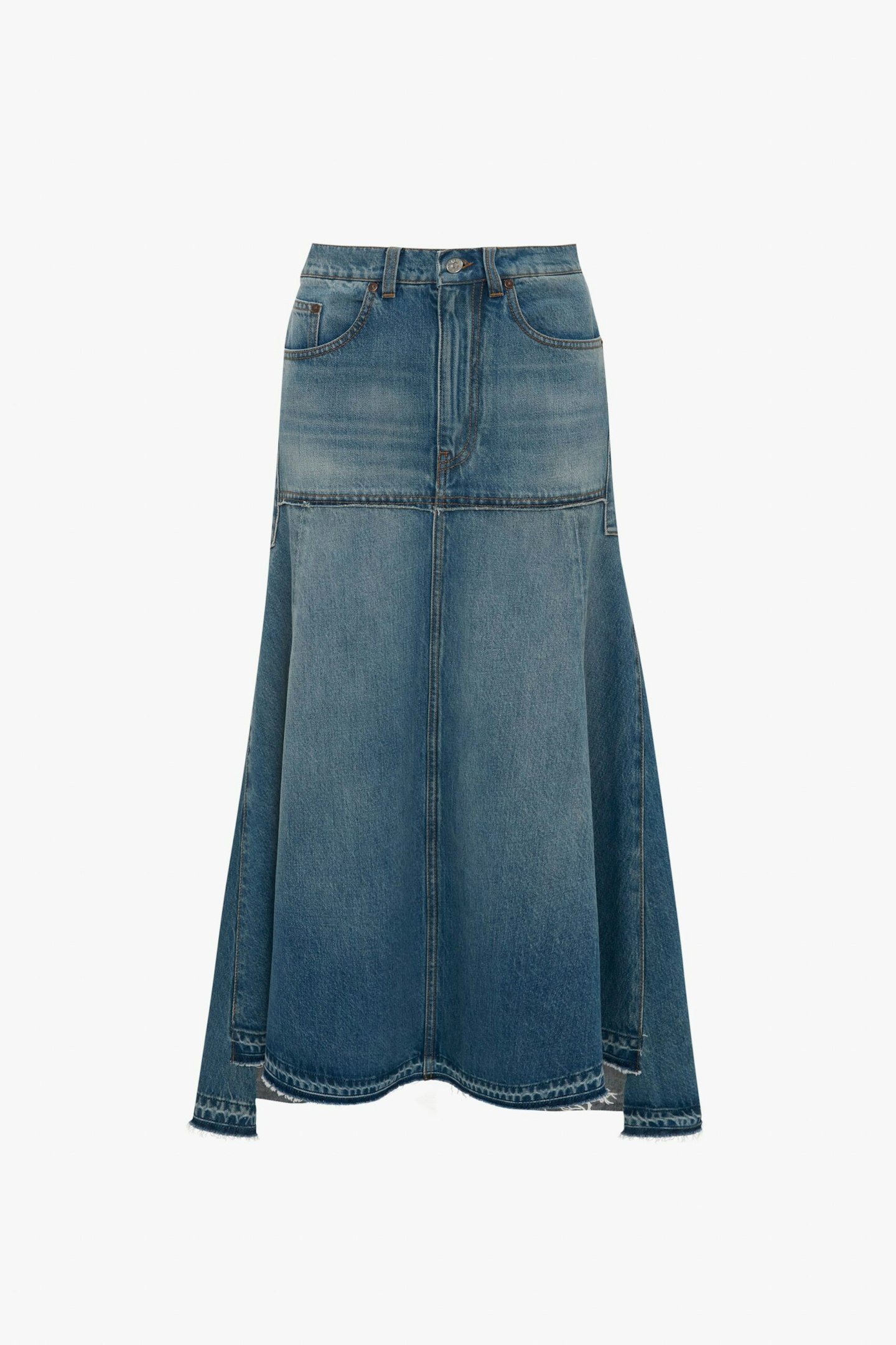 Victoria Beckham, Patched Denim Skirt In Vintage Wash