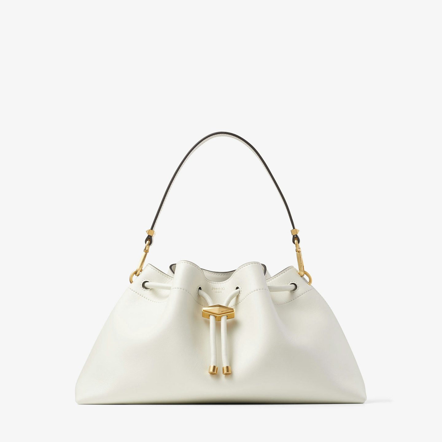 jimmy choo white cinch bag 