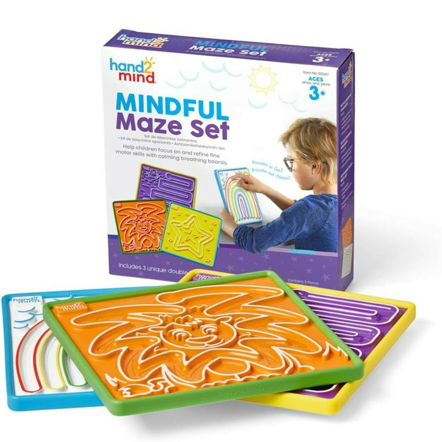 Learning Resources Mindful Maze Set 3 Double Sided Breathing Boards with Finger Paths