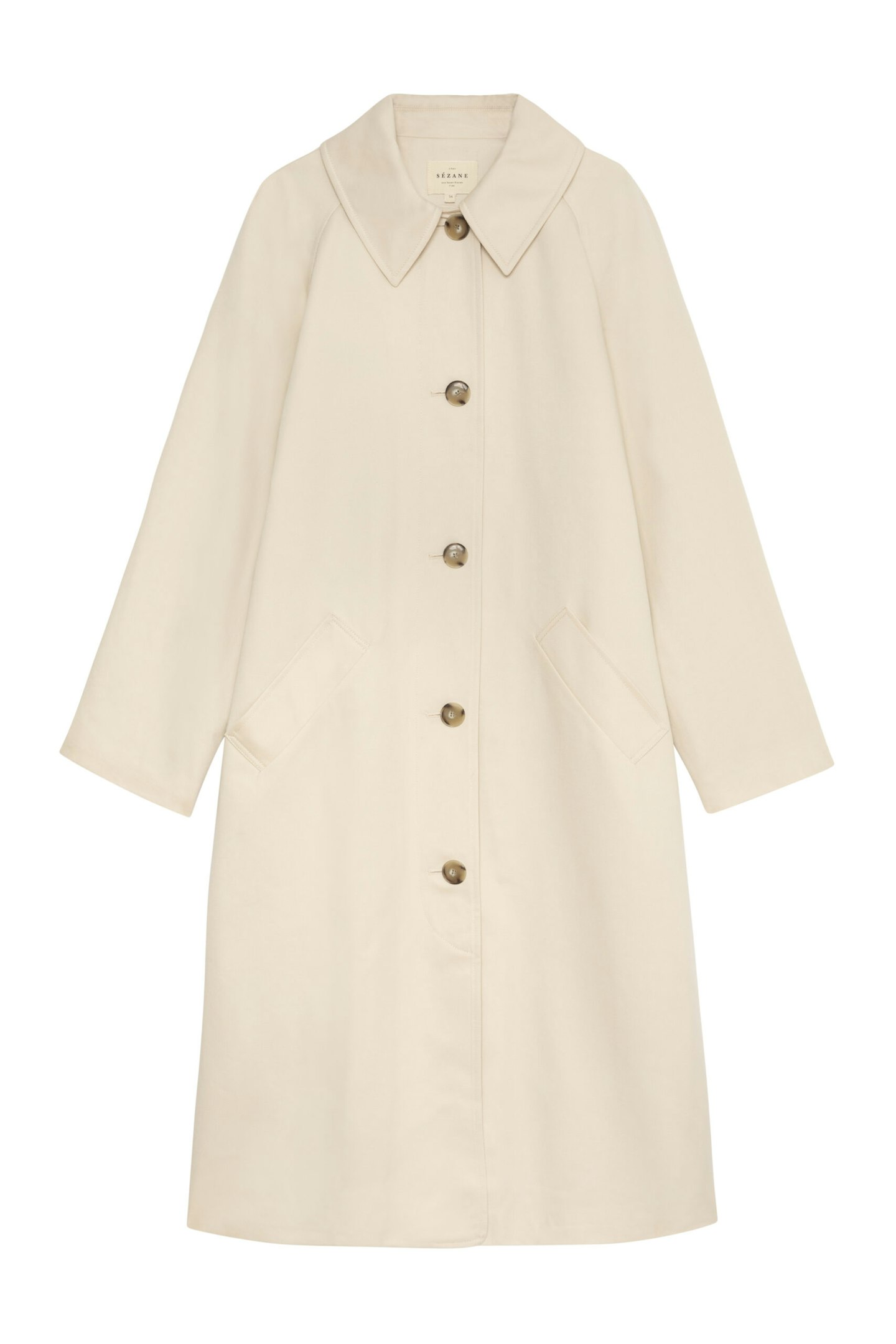 sezane clyde trench coat in ecru 