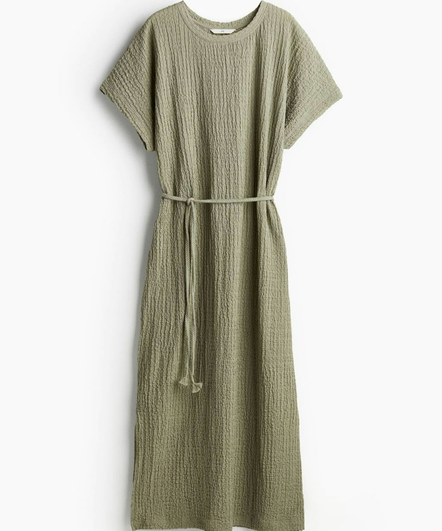 H&M, Tie-Belt Textured Jersey Dress