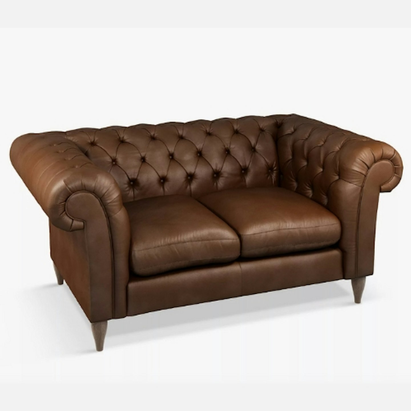 John Lewis Cromwell Chesterfield Small 2 Seater Leather Sofa, Dark Leg