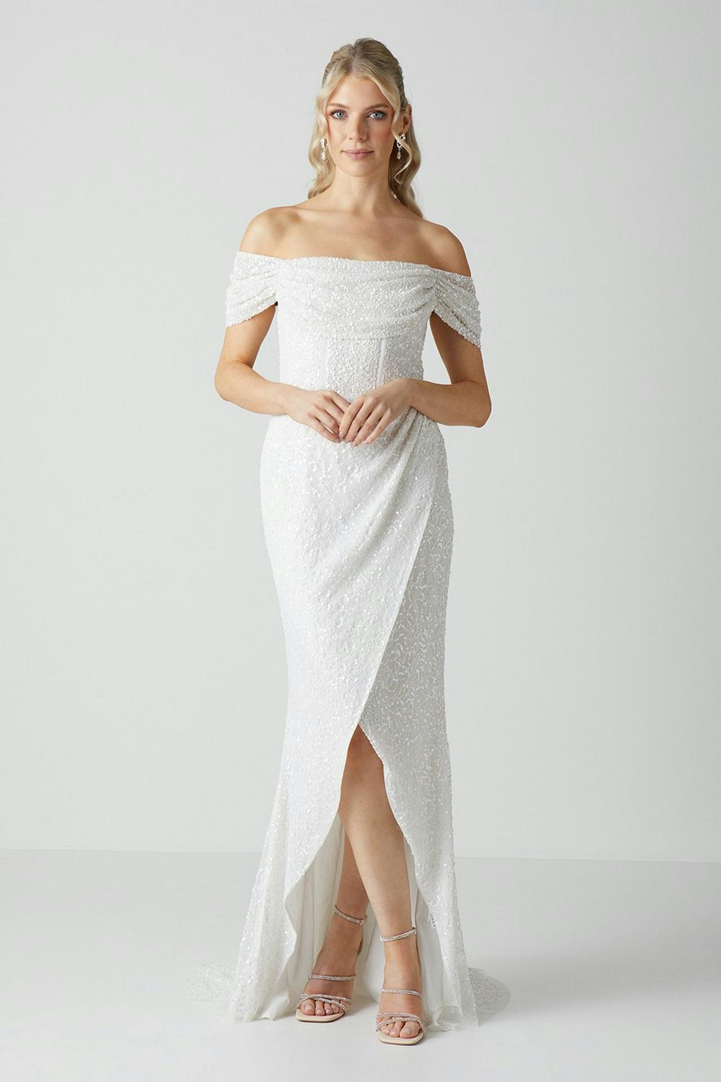 Coast, Draped Bardot Cap-Sleeve Wrap Skirt Wedding Skirt