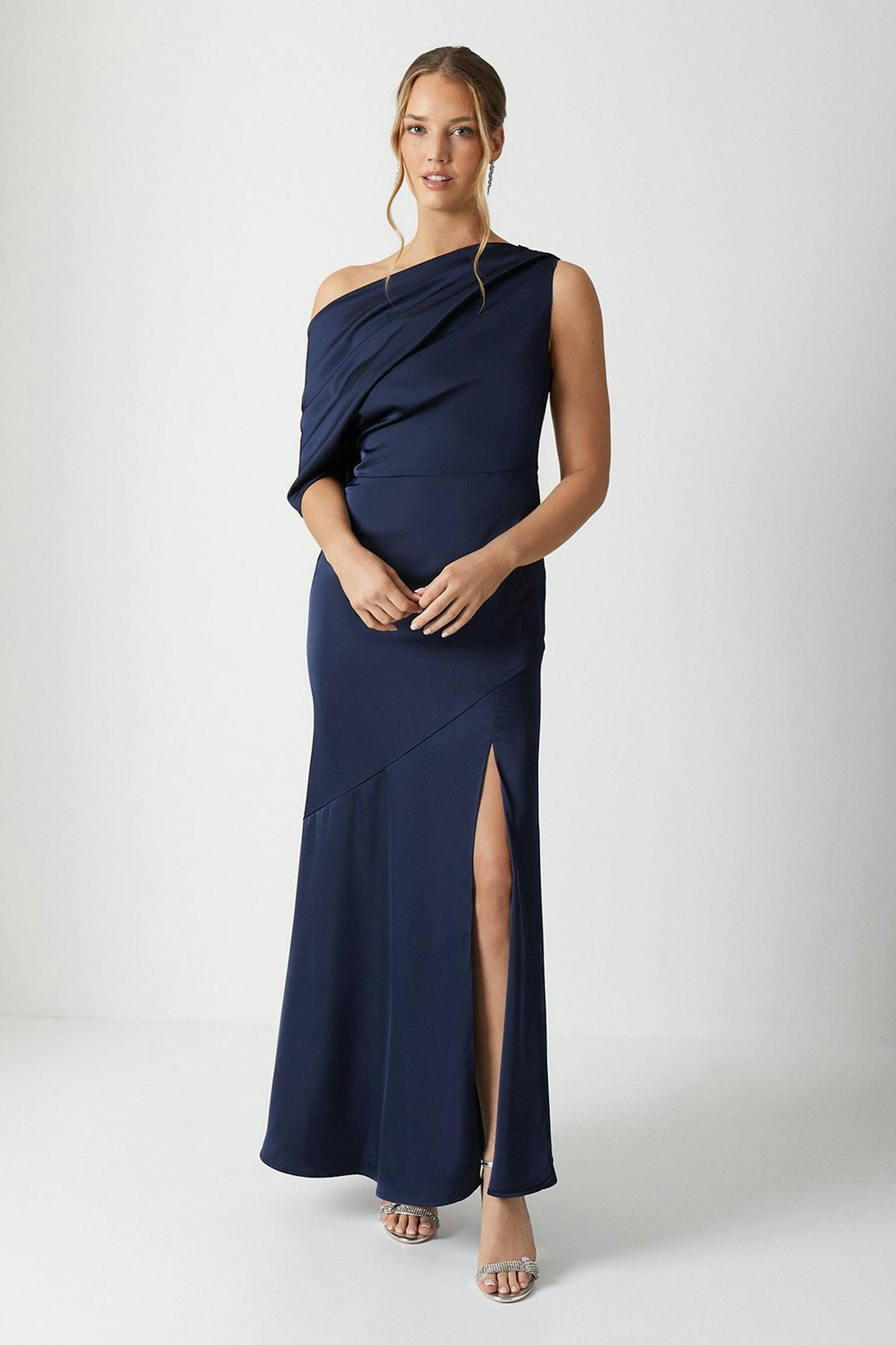 Coast, Fallen Shoulder Satin Bridesmaid Dress