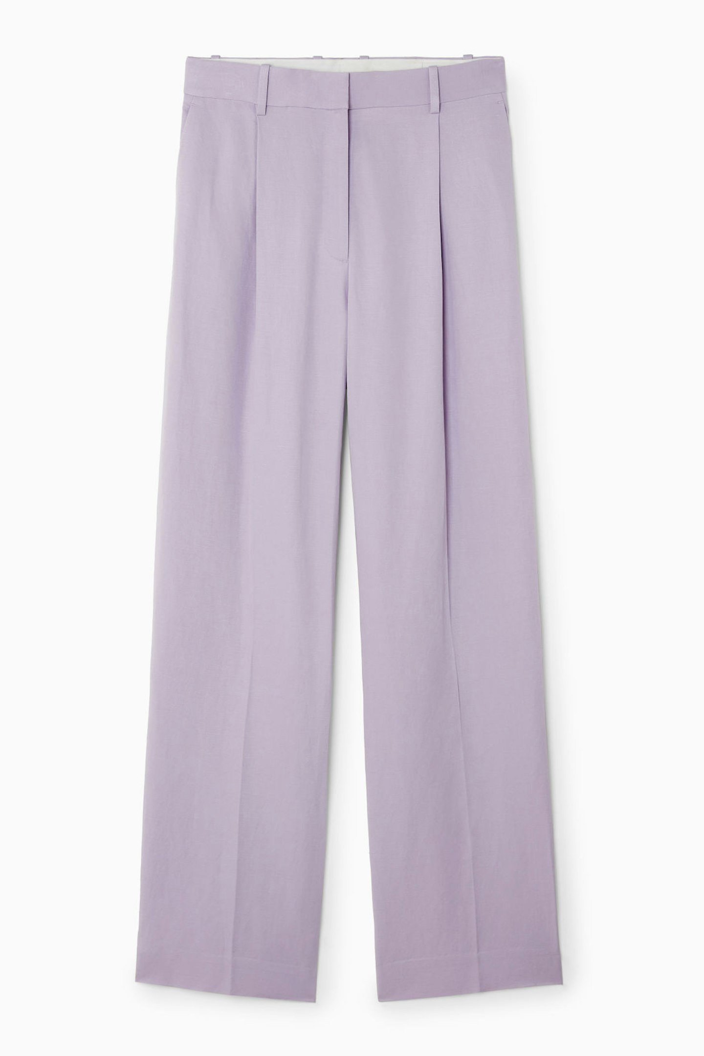 COS, Pleated Linen-Blend Wide-Leg Trousers