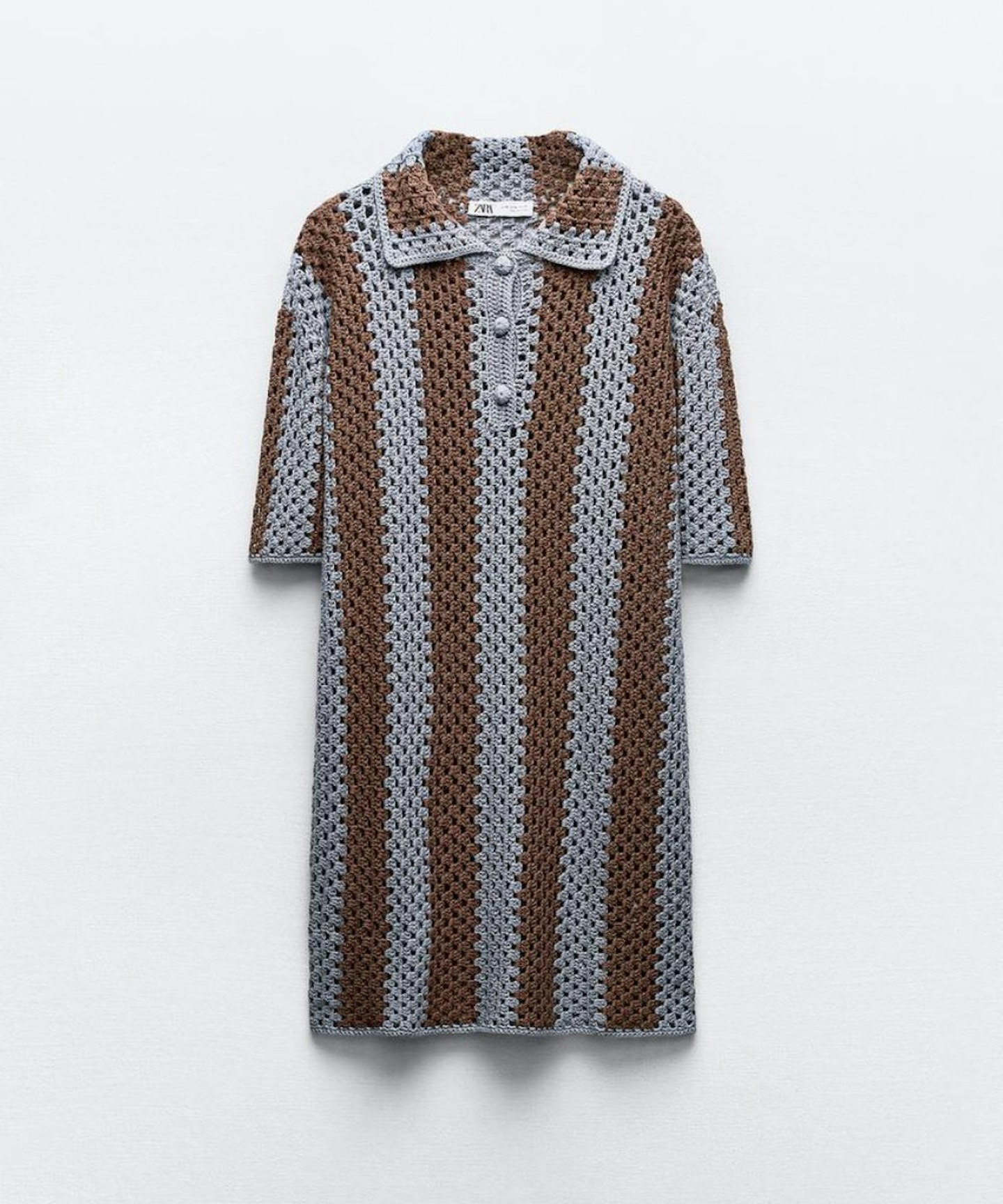 Zara, Knit Crochet Polo Dress