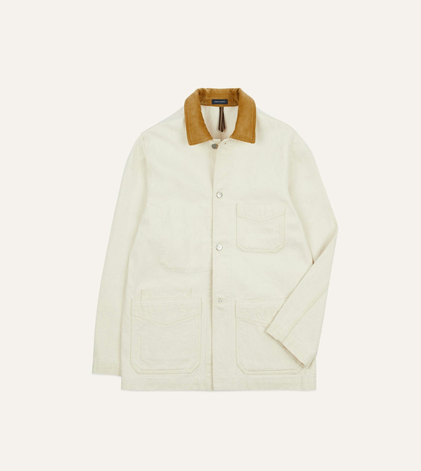 Drake's, Ecru Heavy Twill Cotton Five-Pocket Chore Jacket