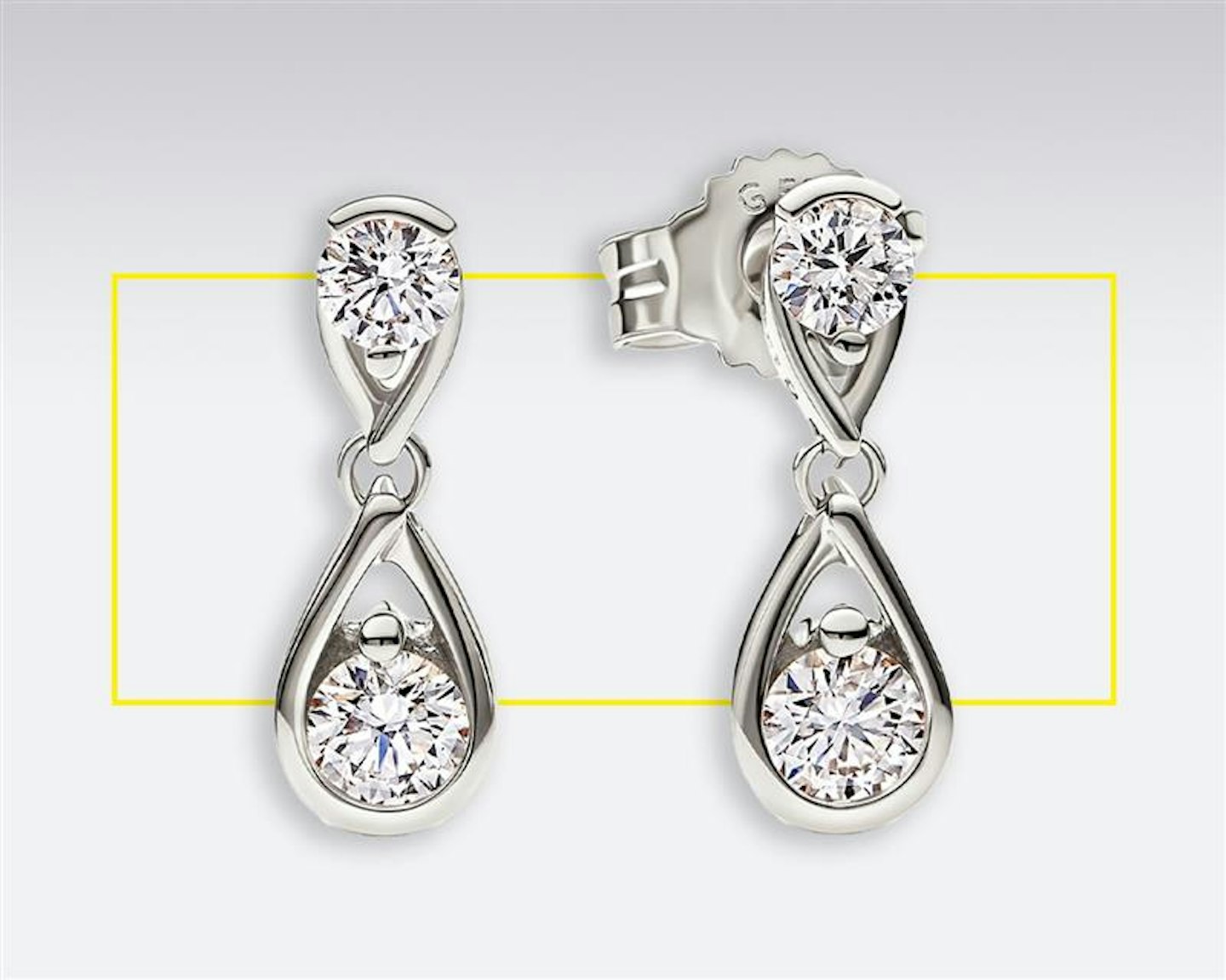 Pandora Infinite 14k White Gold Double Lab-grown Diamond Drop Earrings