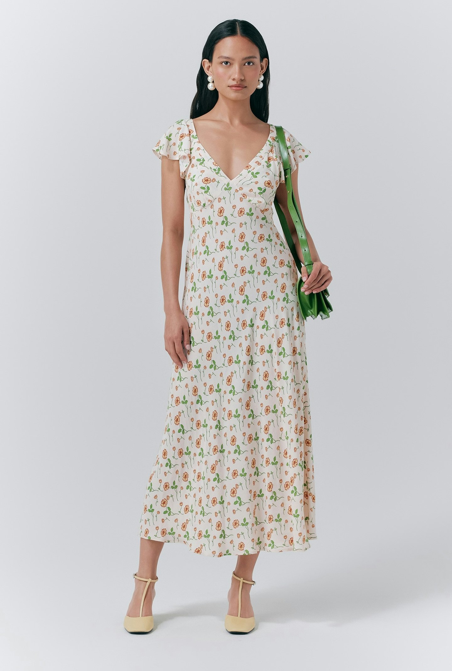 Ghost Maya Crepe Floral Print Slip Dress