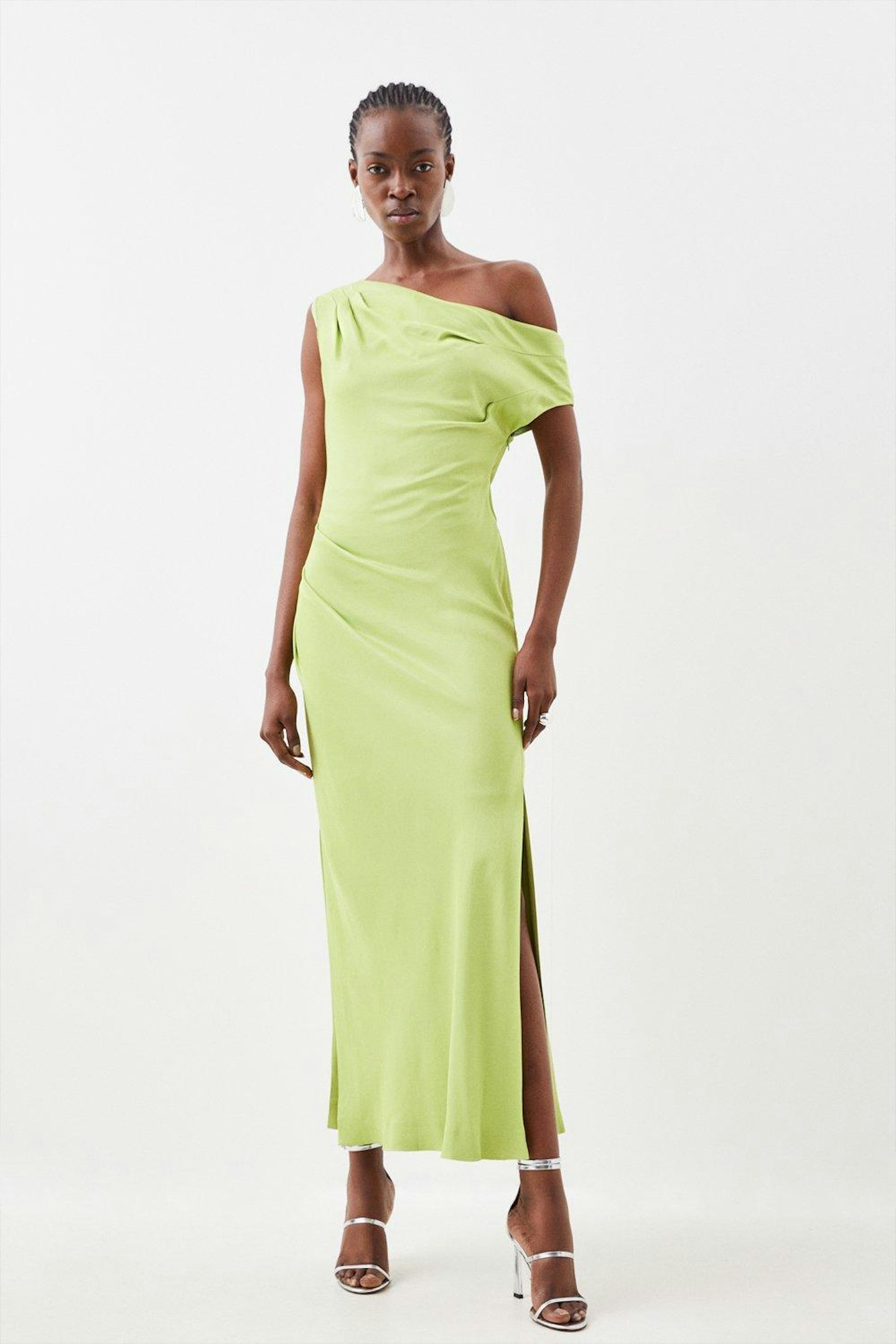 Karen Millen, Satin Crepe One-Shoulder Woven Maxi Dress