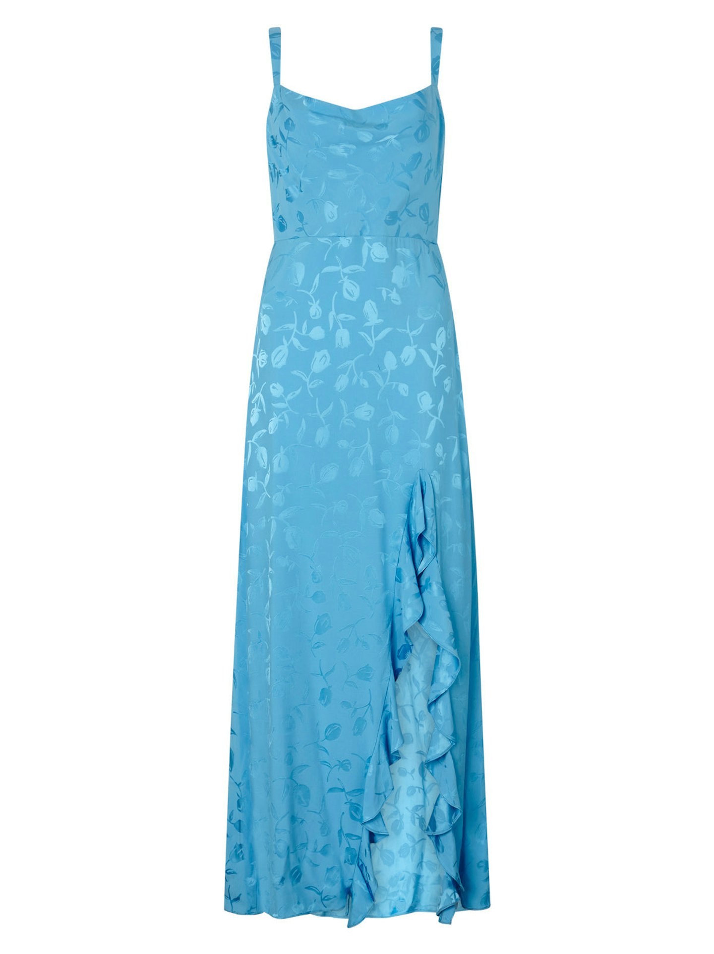 Kitri, Carissa Sky Blue Tulip Jacquard Maxi Dress