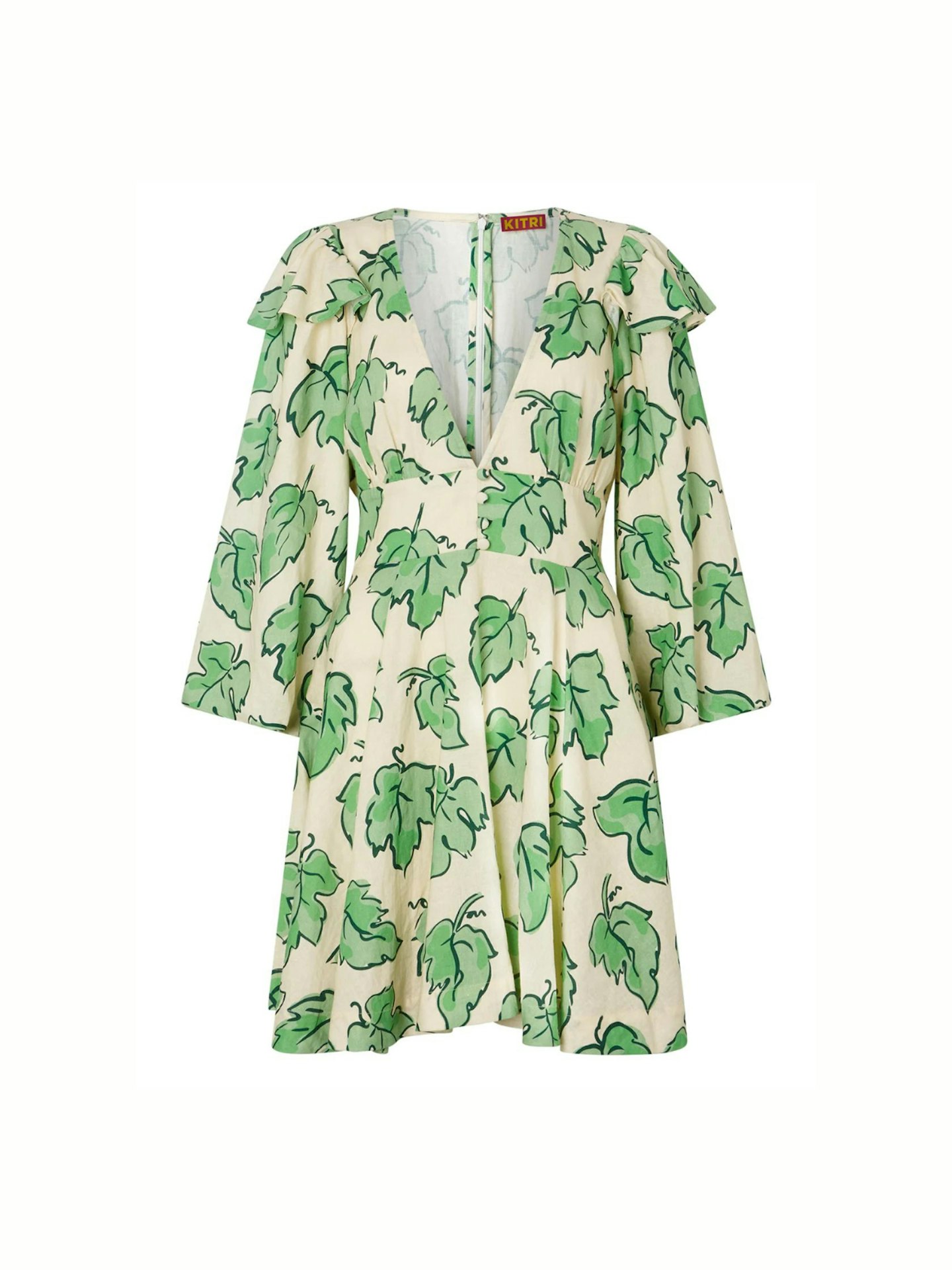 Kitri, Cordelia Green Vine Leaf Mini Dress