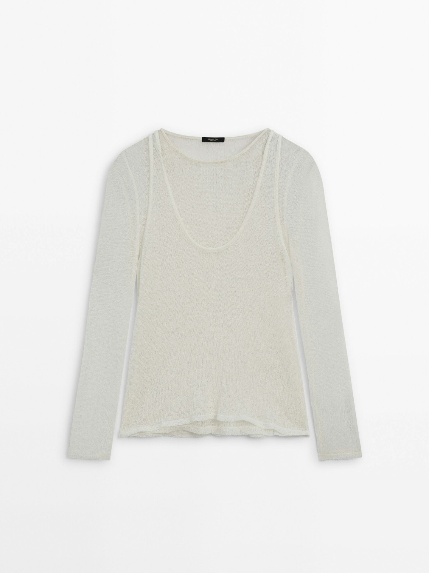 Massimo Dutti, Textured Cotton-Blend Double-Layer Top