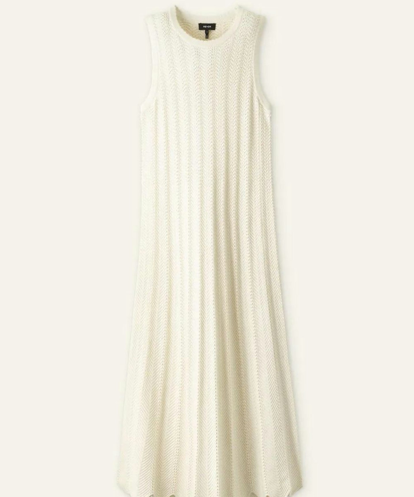 ME+EM, Textured Cotton Knit Scallop Maxi Dress