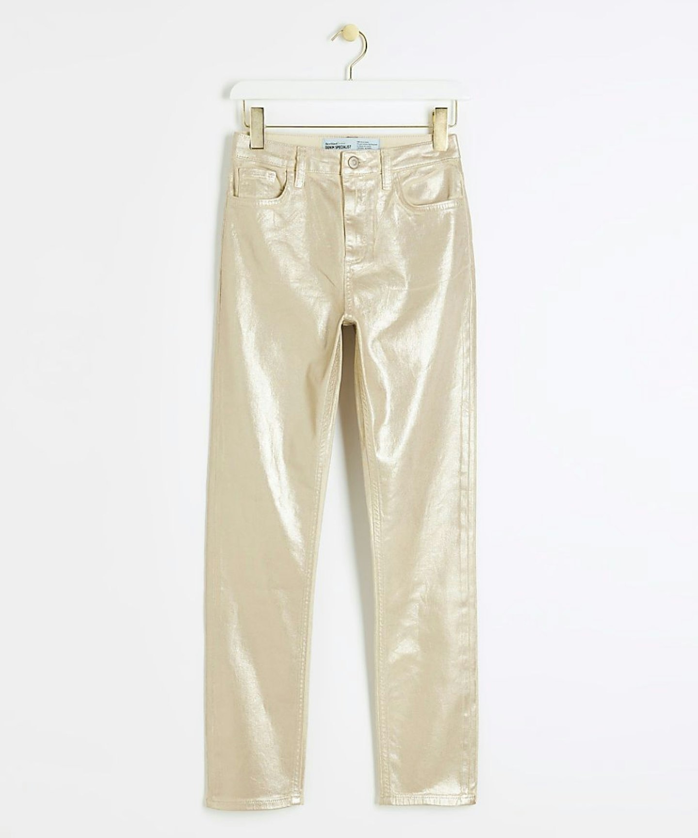 River Island Gold High Rise Slim Straight Fit Jeans